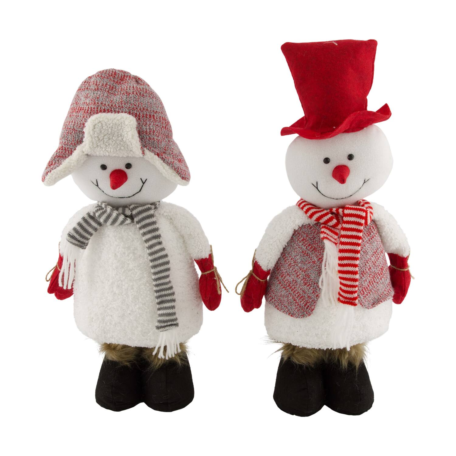 Figurine snowman fabric 24x10x60cm  - Brown