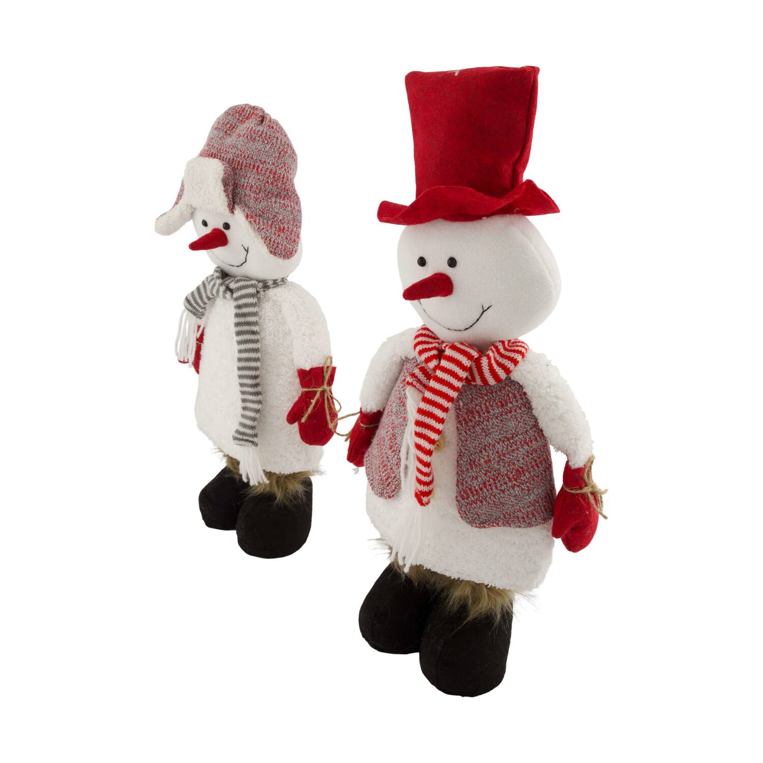 Figurine snowman fabric 24x10x60cm  - Brown