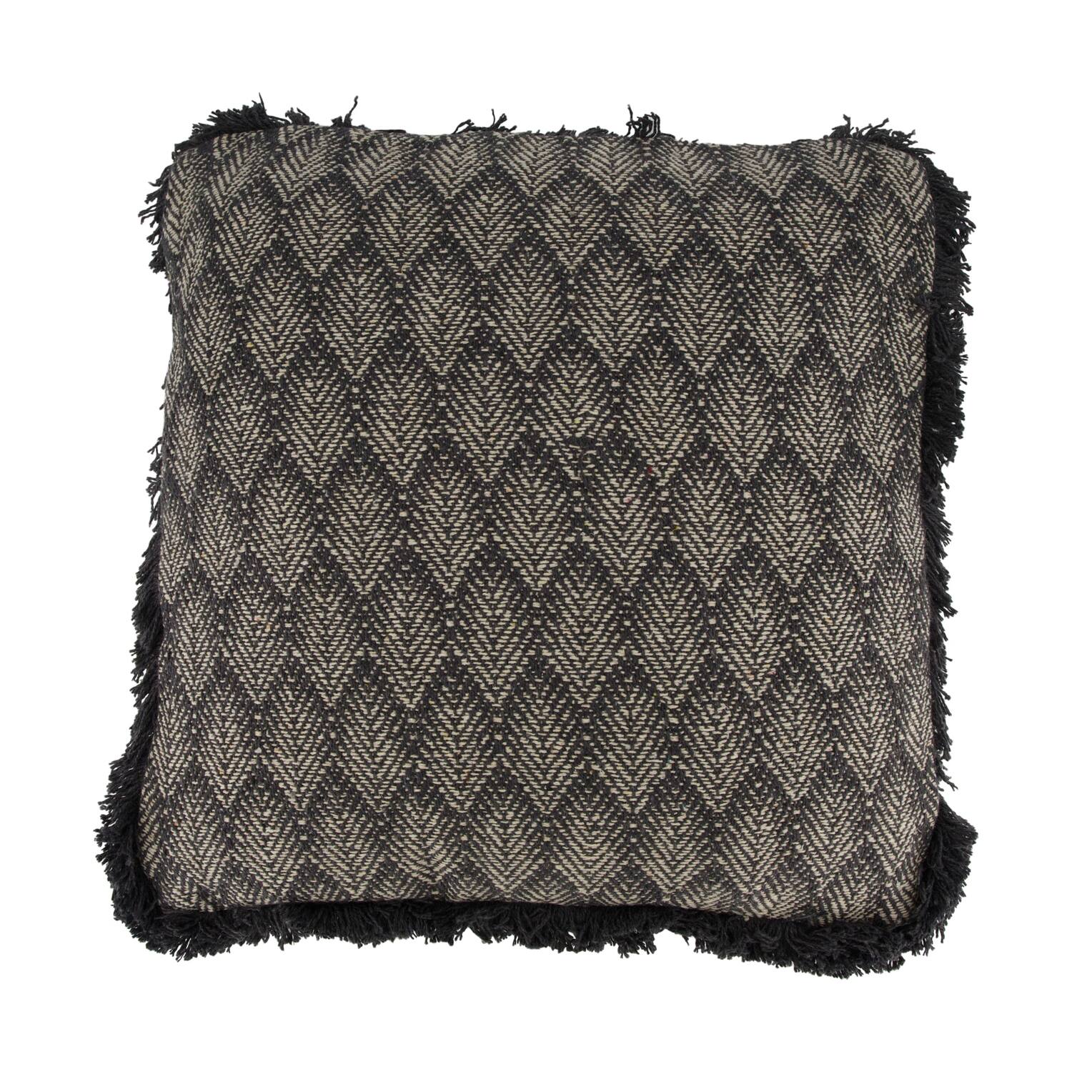 Cushion square leaf print cotton 45x45x8cm - Grey