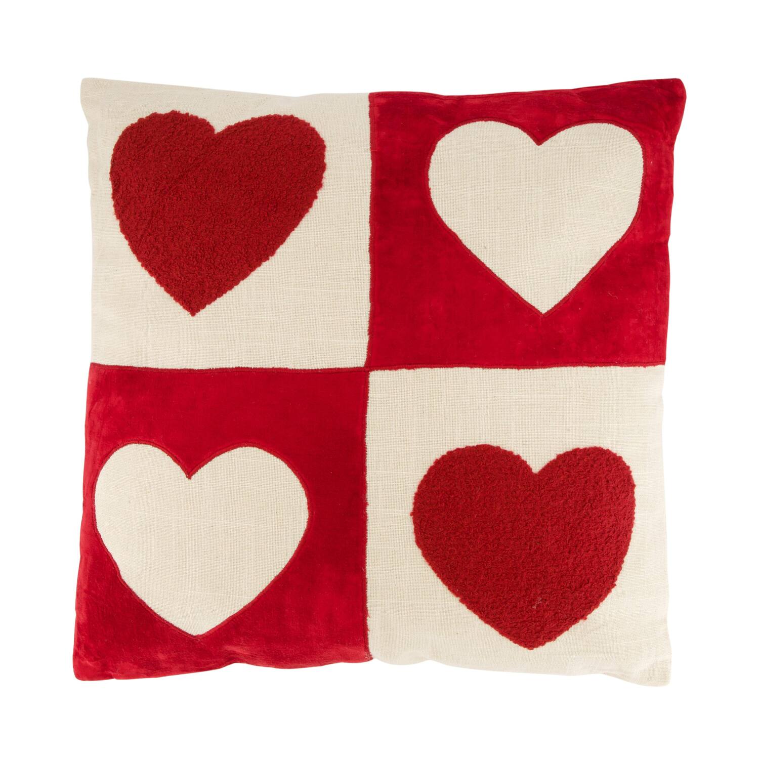Cushion square hearts cotton 45x45x8cm