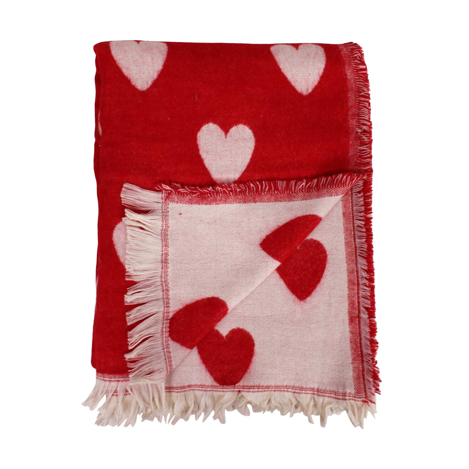 Plaid rectangular jacquard hearts acrylic 125x150x2cm