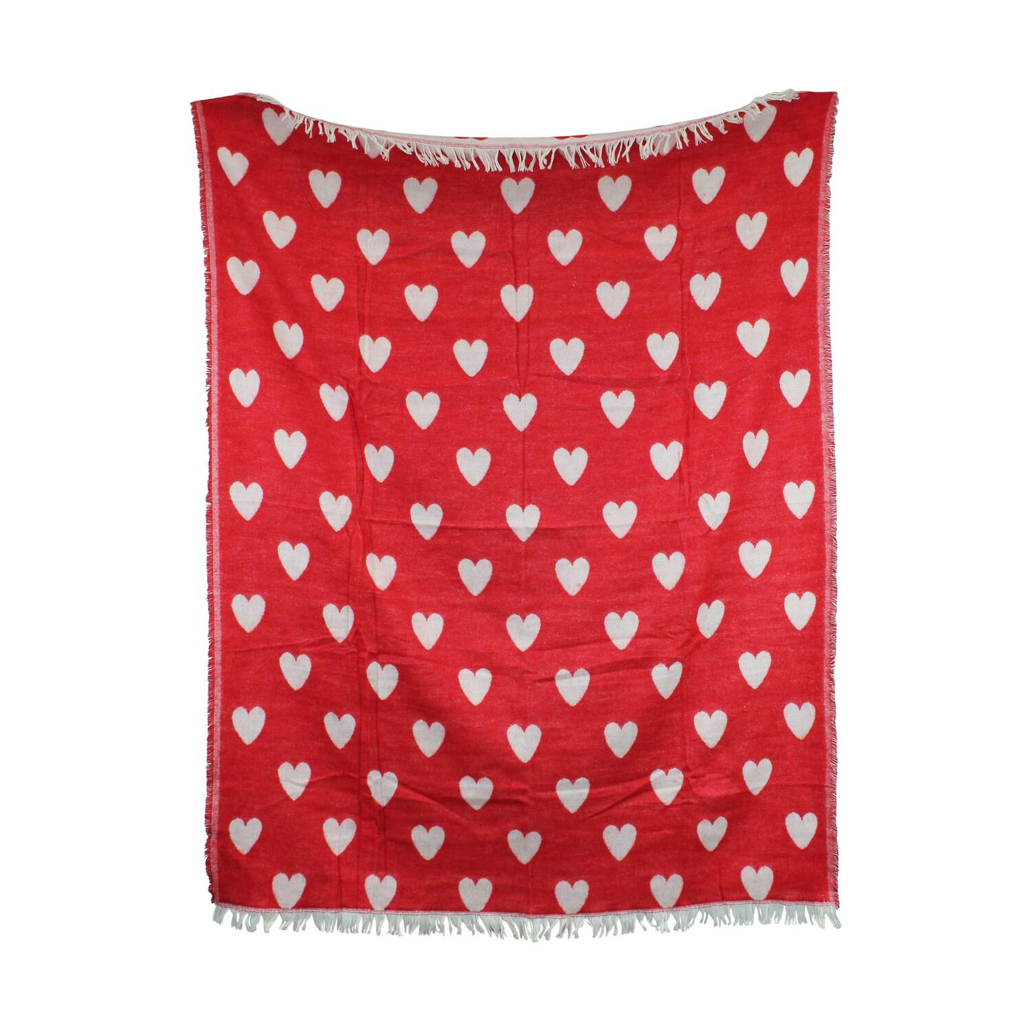 Plaid rectangular jacquard hearts acrylic 125x150x2cm
