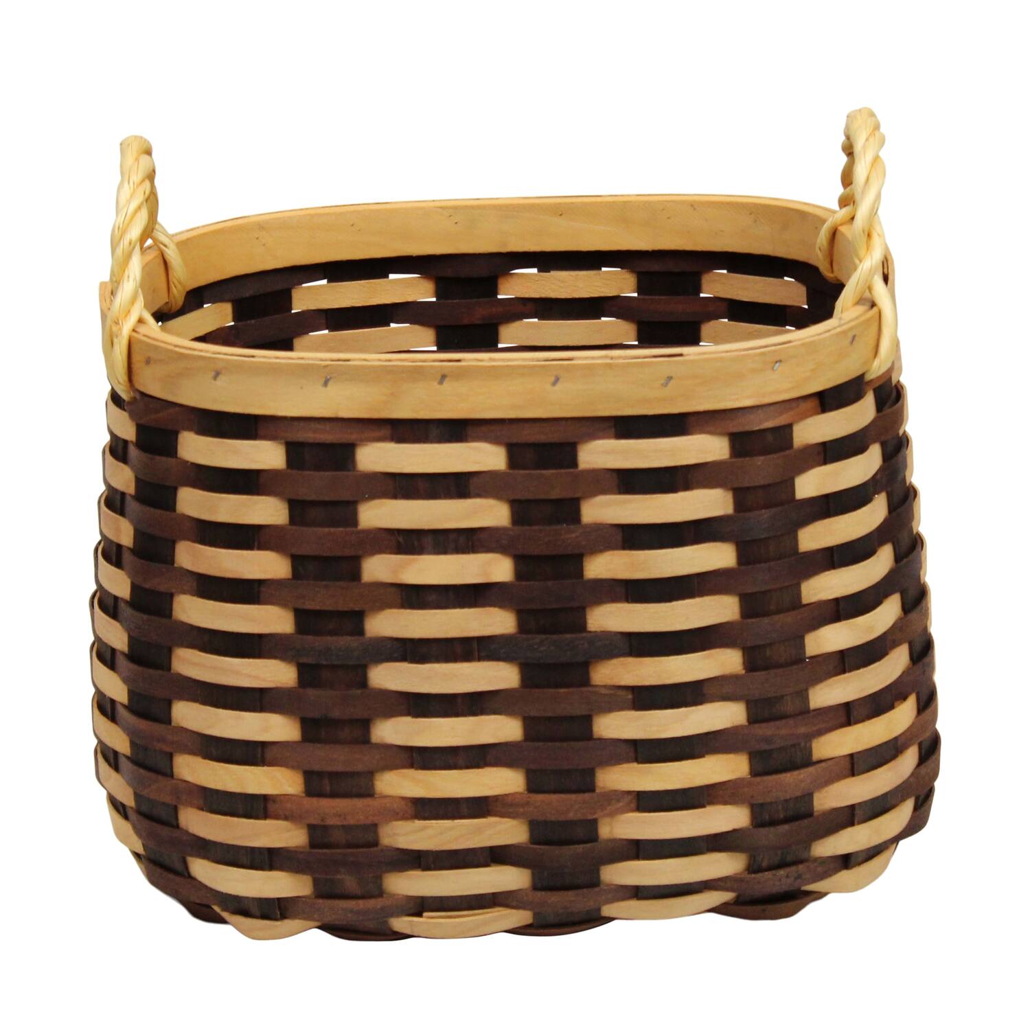 Basket oval chip wood with handle 38x28x26cm - Brown