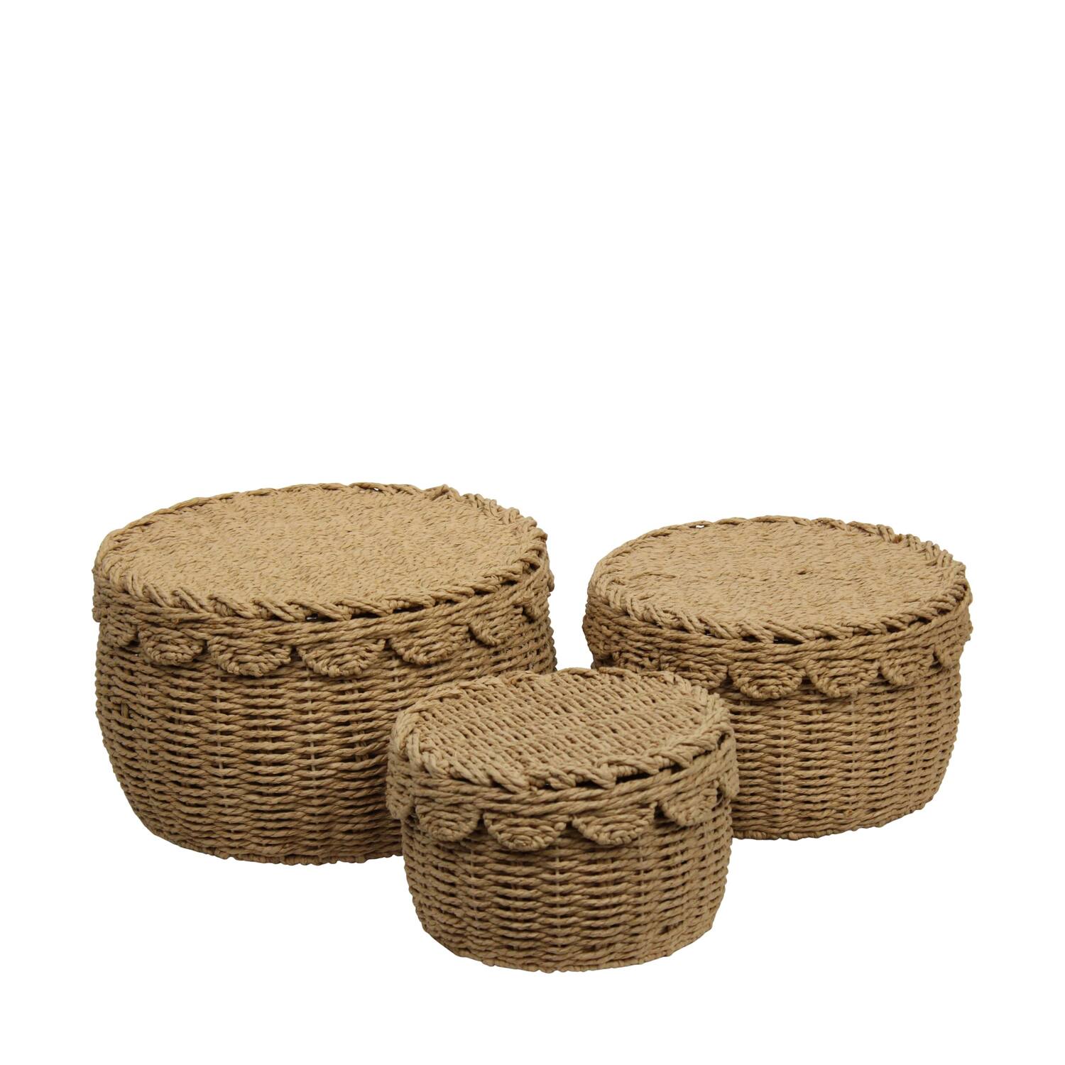 Basket round paper rope 38x38x23cm  - Natural