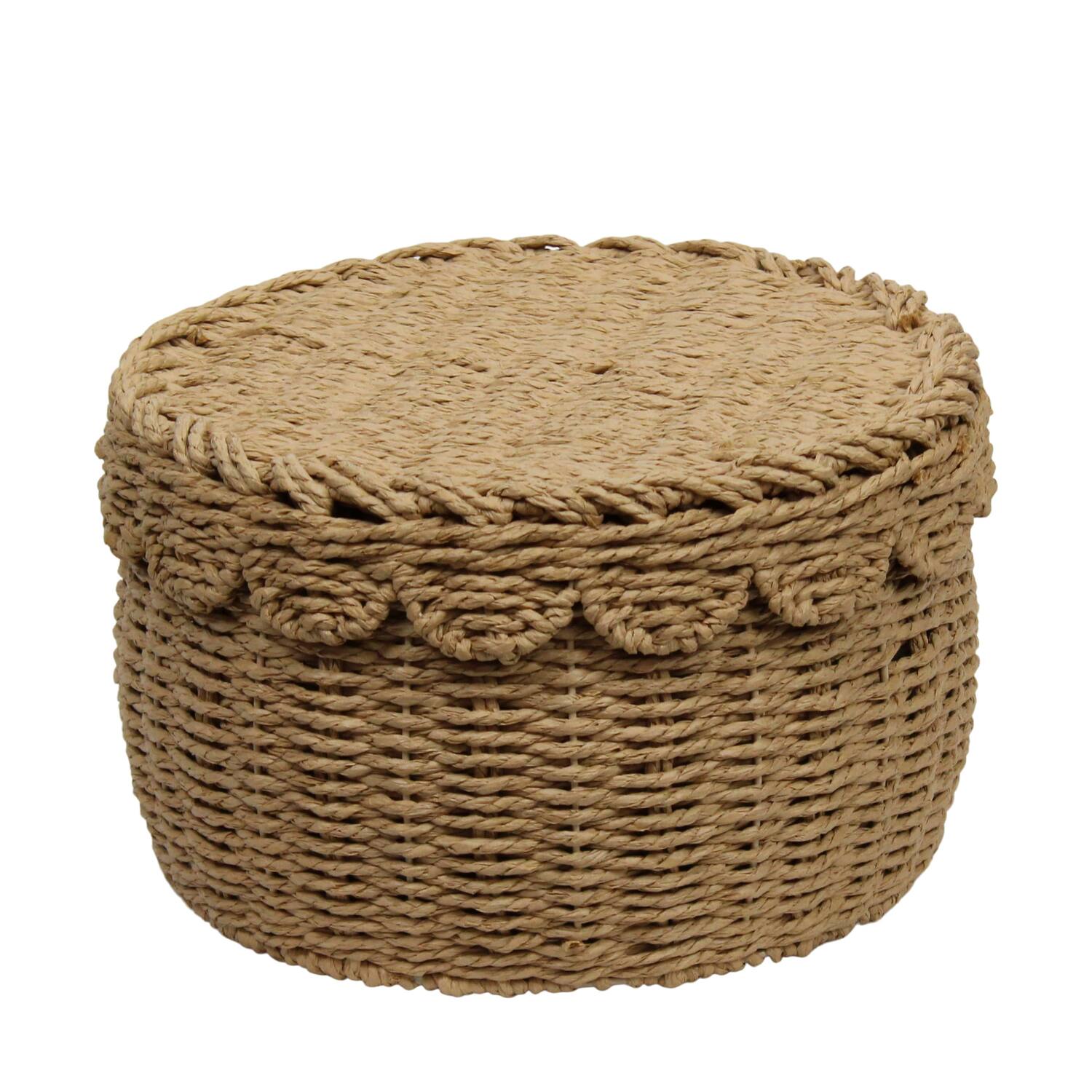 Basket round paper rope 38x38x23cm  - Natural