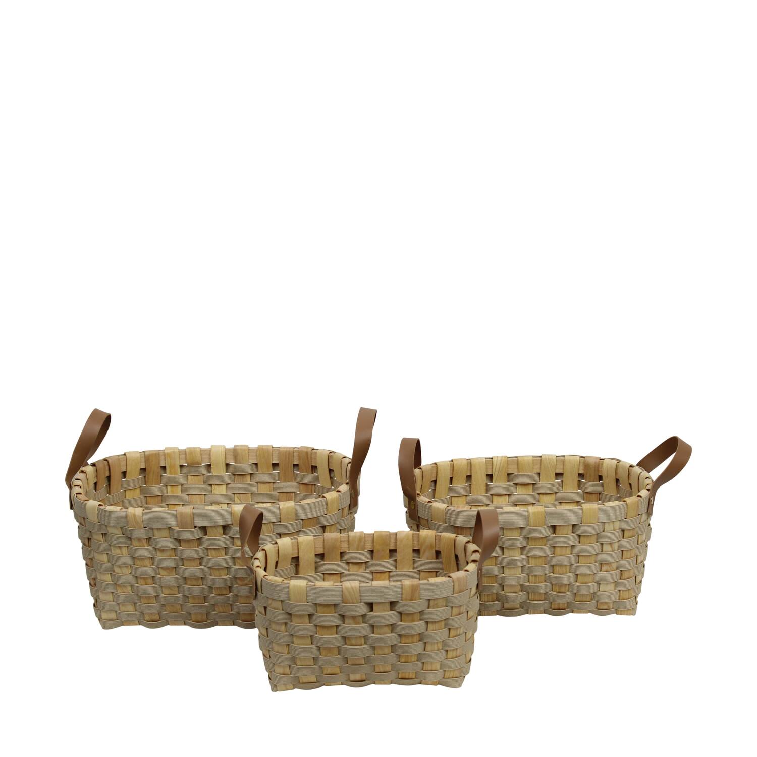 Basket rectangular chip wood 36x28x18cm - Cream