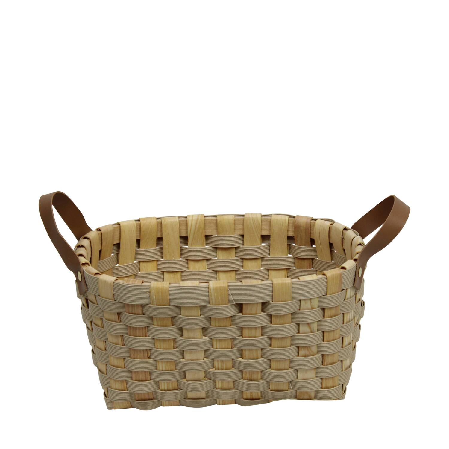 Basket rectangular chip wood 36x28x18cm - Cream