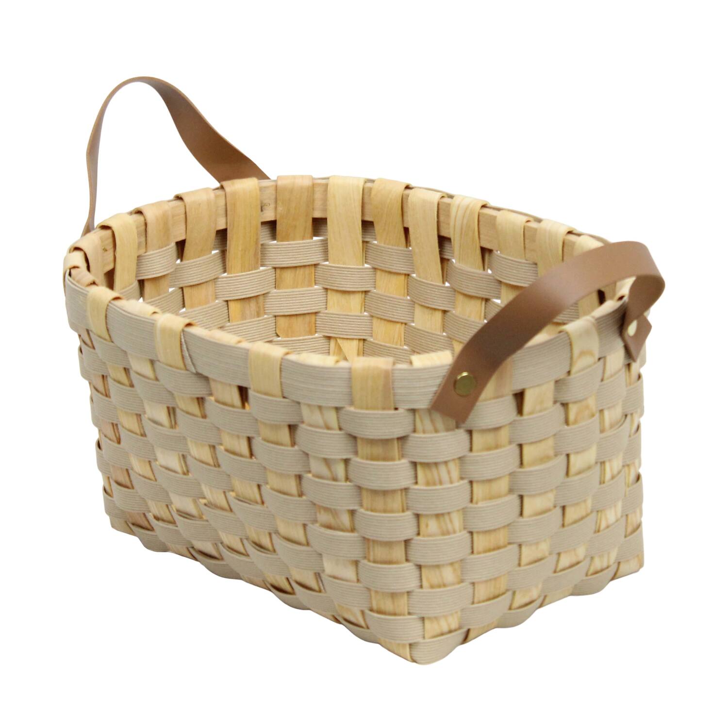 Basket rectangular chip wood 36x28x18cm - Cream