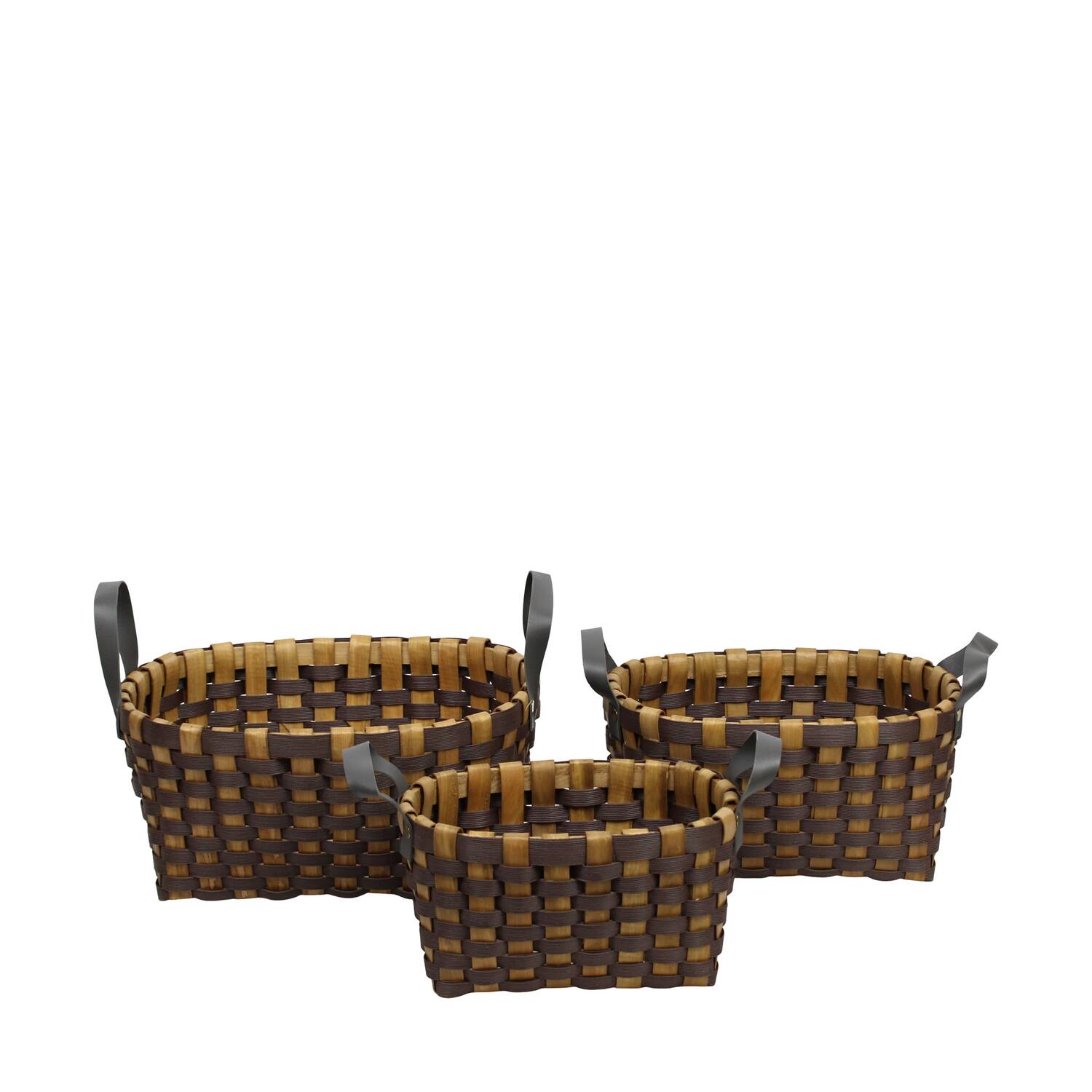 Basket rectangular chip wood 36x28x18cm  - Brown