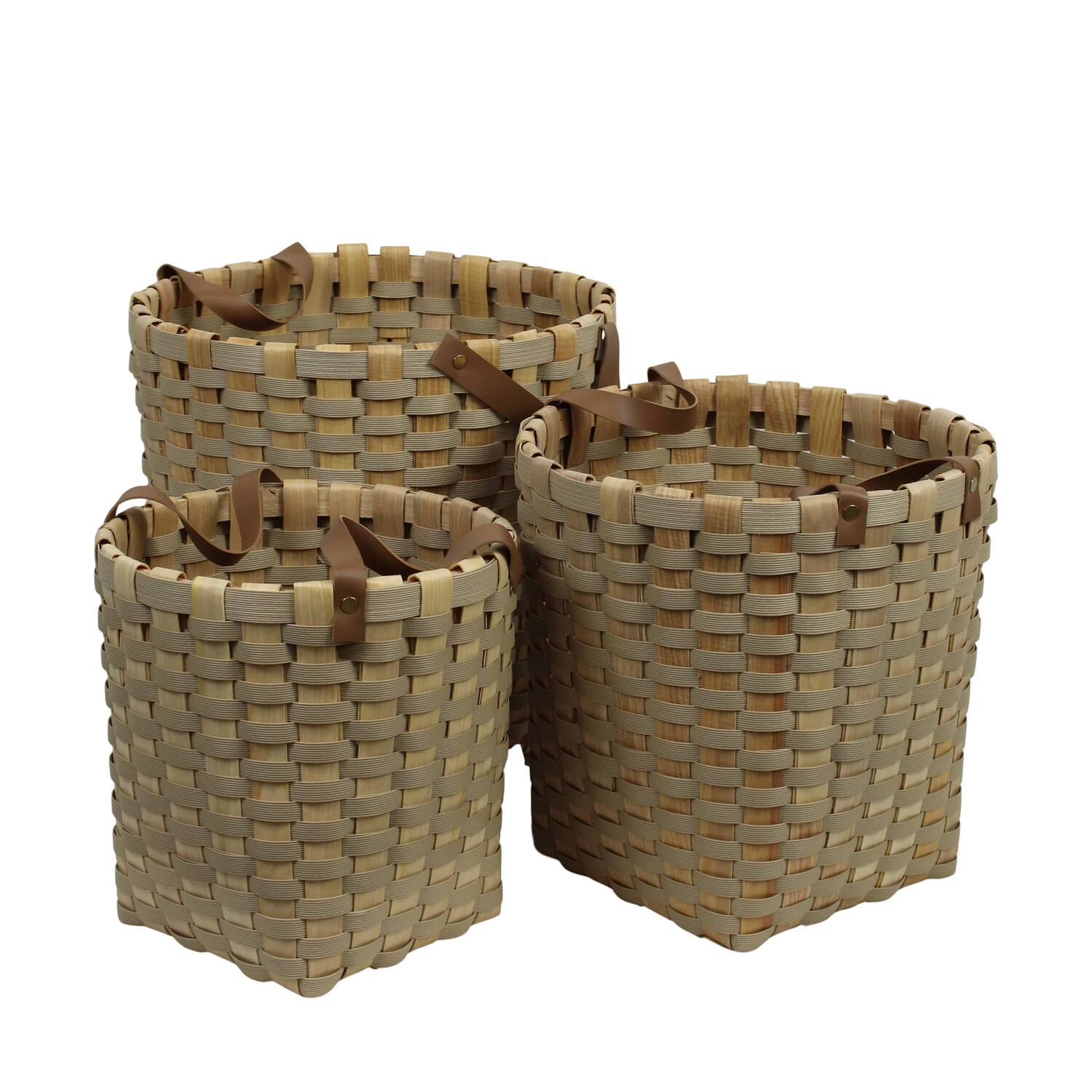 Basket square chip wood 38x38x38cm  - Cream