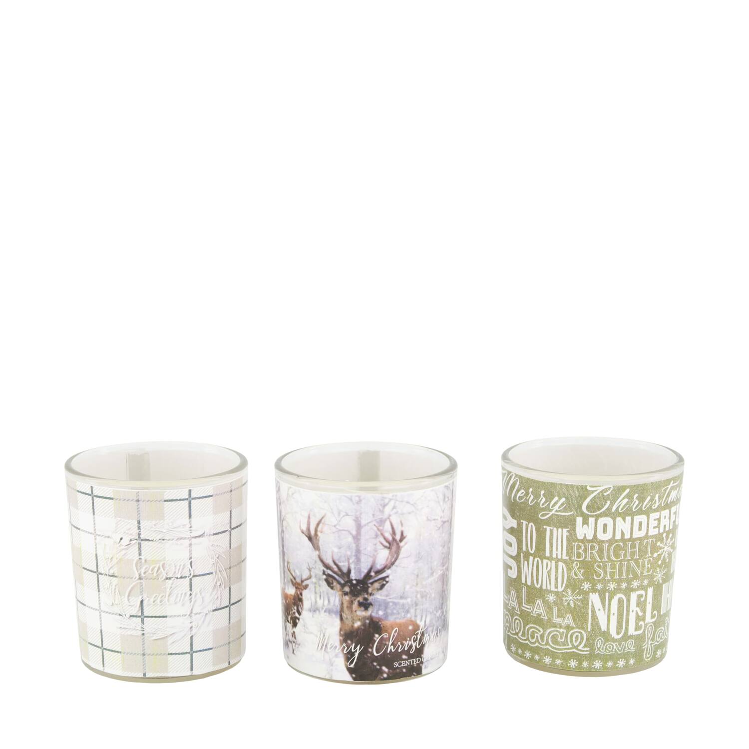 Candle vanilla scent wax with glass 7x7x8.5cm  - Multi