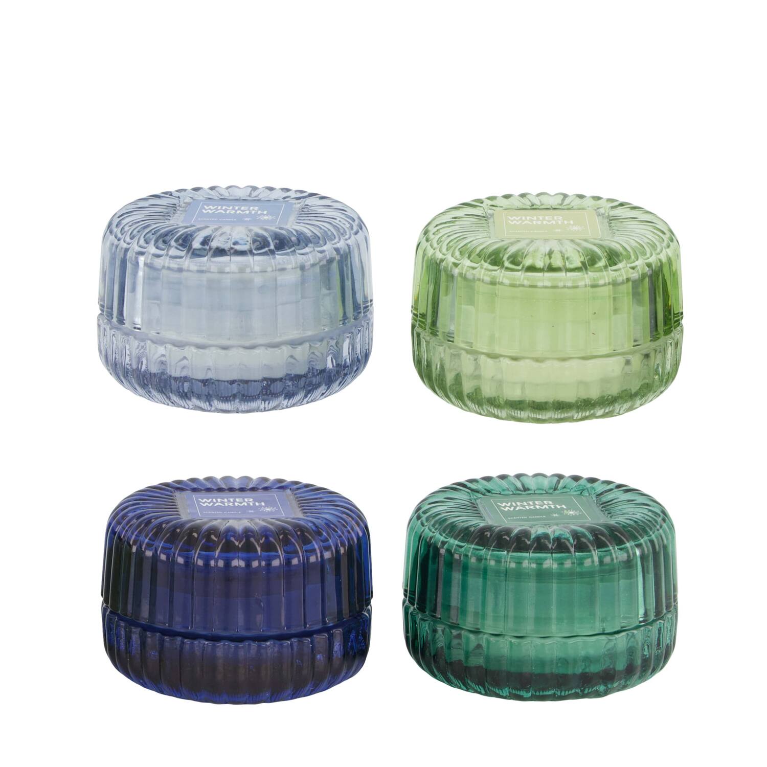 Candle sandalwood scent wax with glass 8.3x8.3x5.5cm - Multi