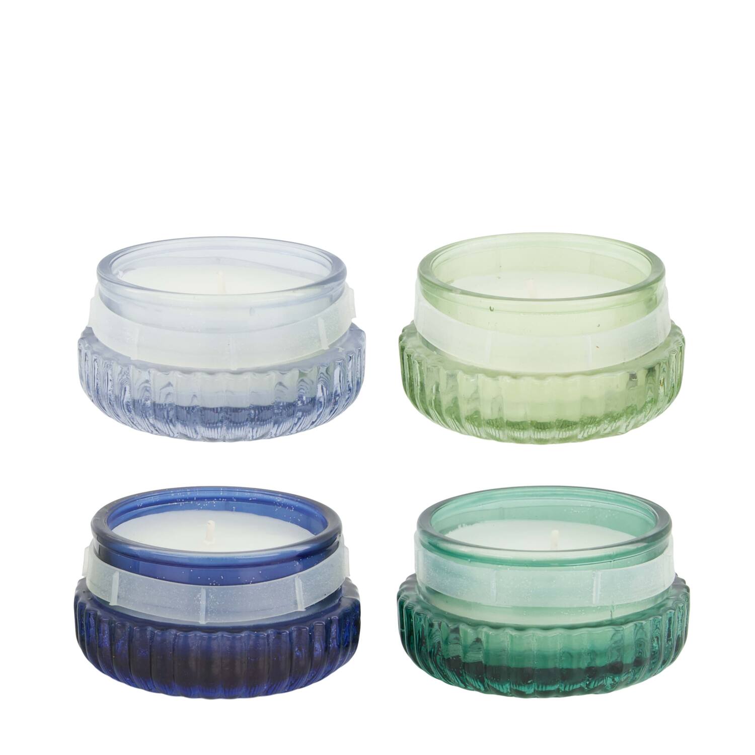 Candle sandalwood scent wax with glass 8.3x8.3x5.5cm - Multi