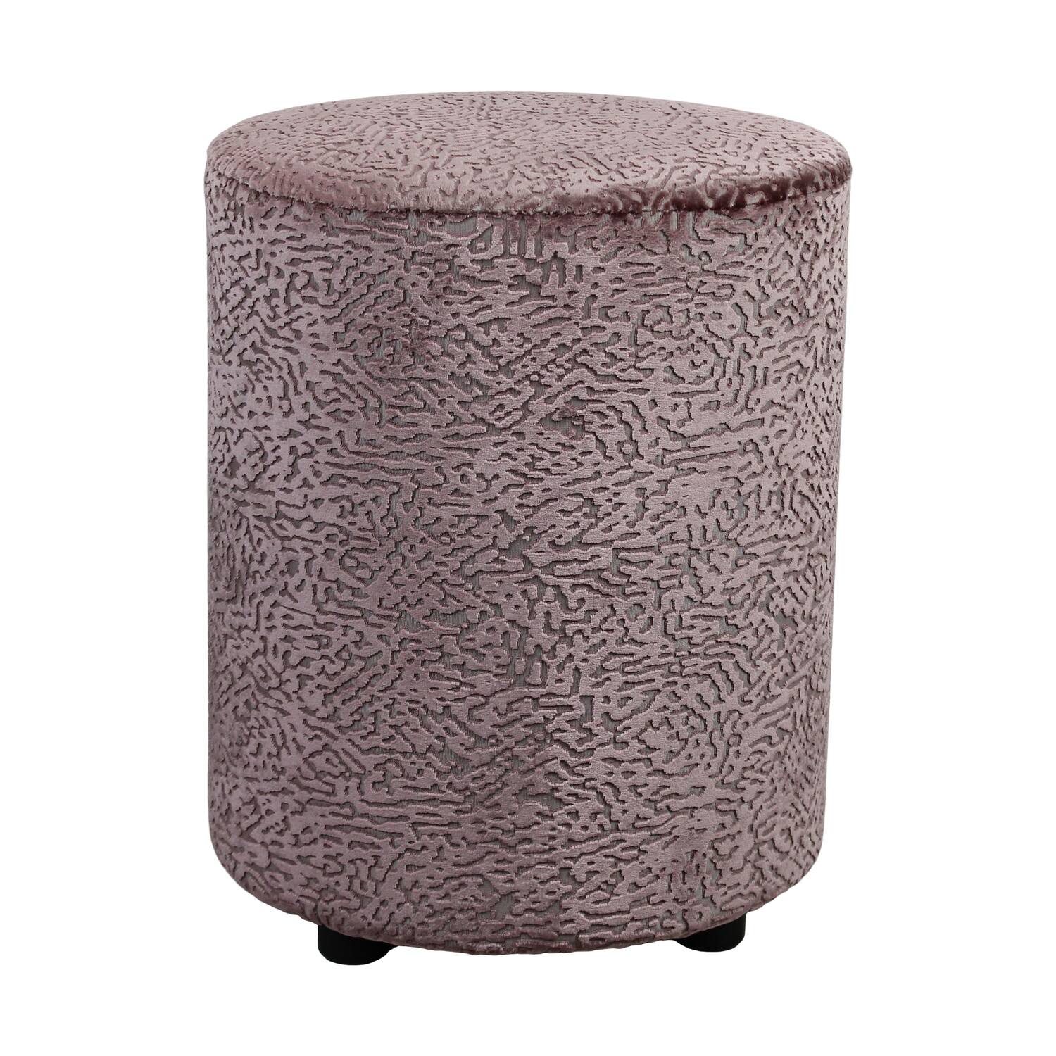 Pouf round poplar wood fabric 38x38x48cm