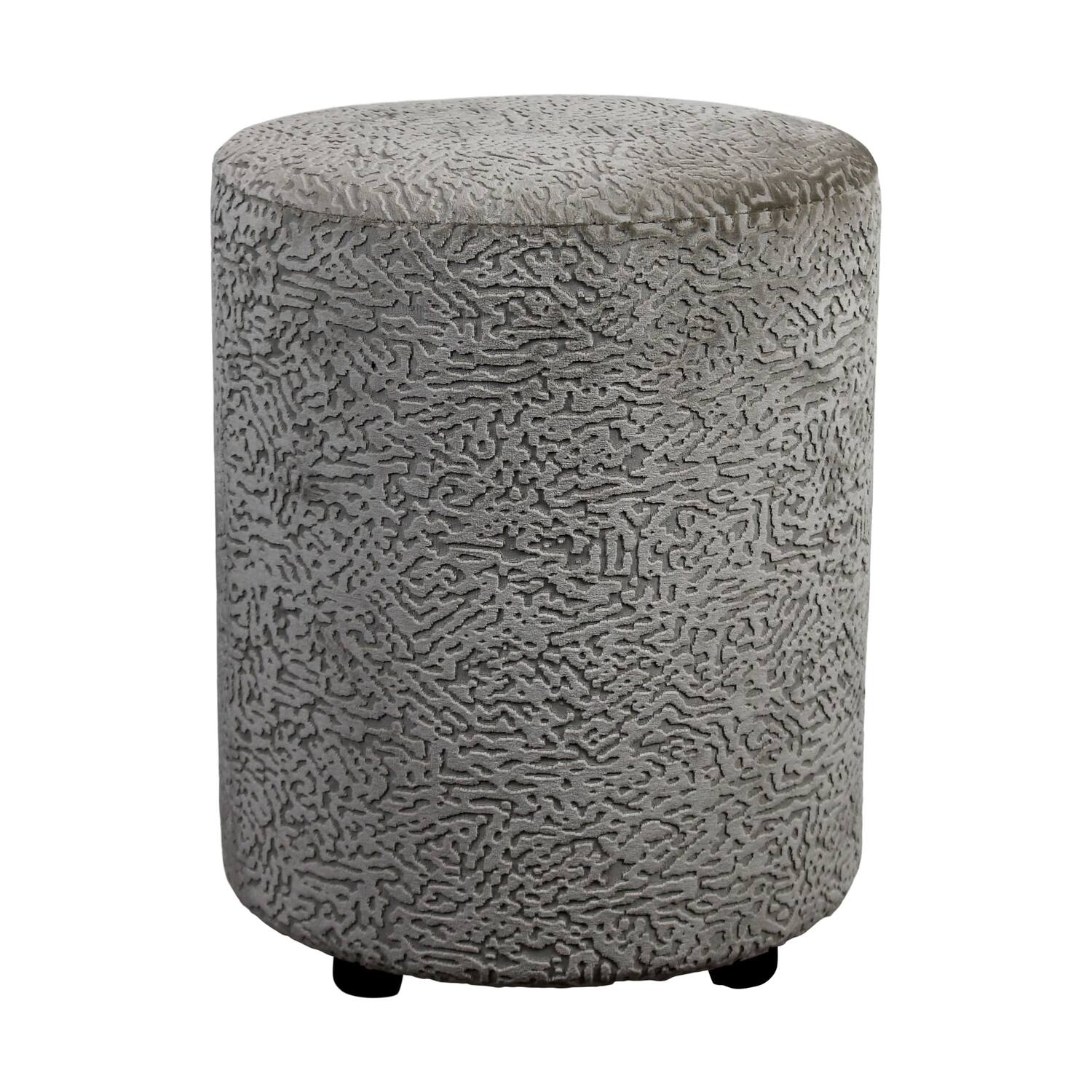 Pouf round poplar wood  fabric 38x38x48cm