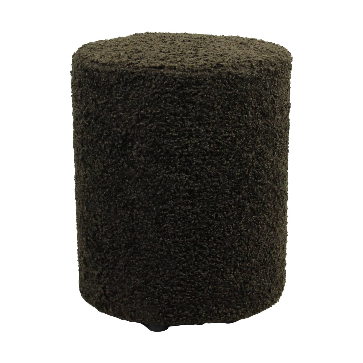 Pouf round poplar wood teddy fabric 38x38x48cm