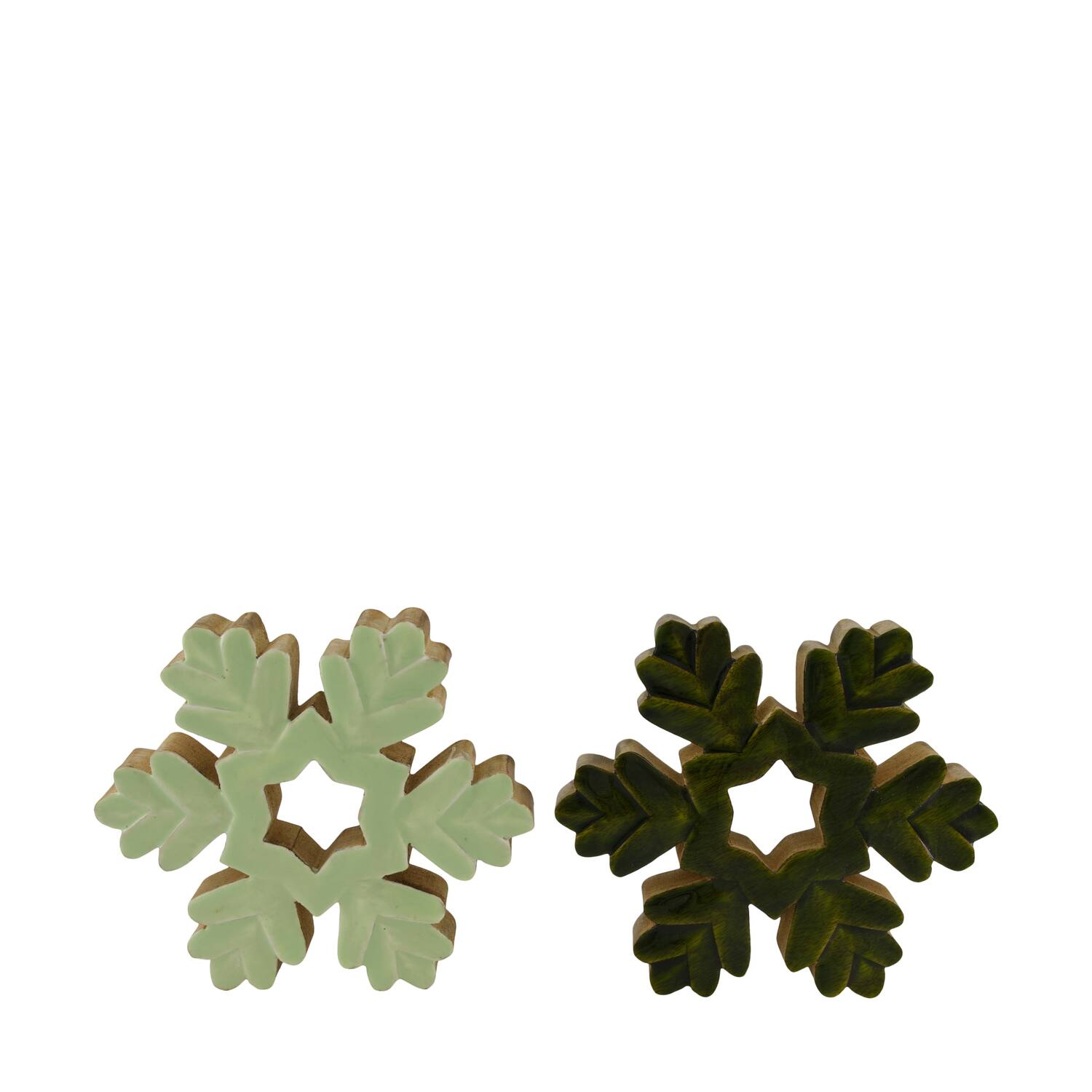 Statue snowflake mango wood 22x3.5x22cm  - Green