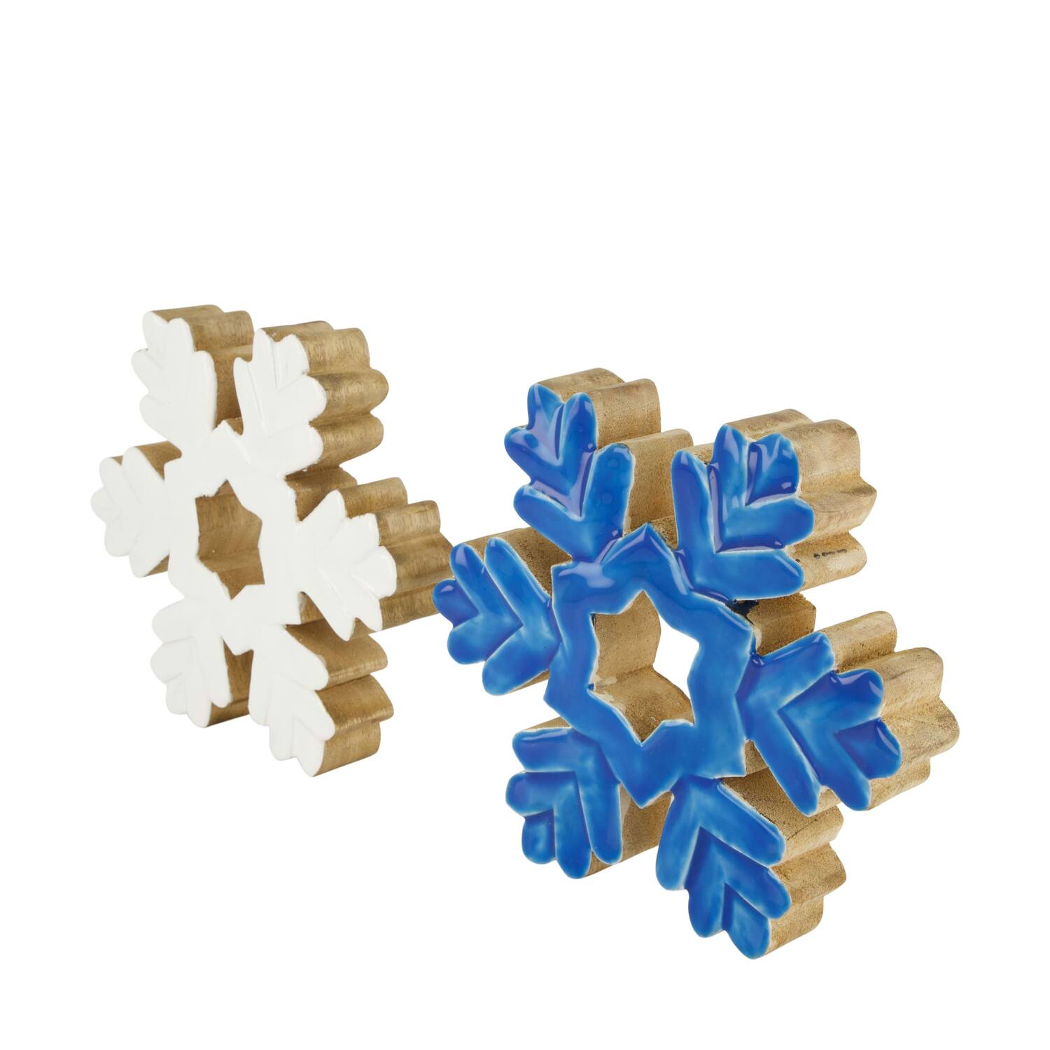 Statue snowflake mango wood 22x3.5x22cm C/2