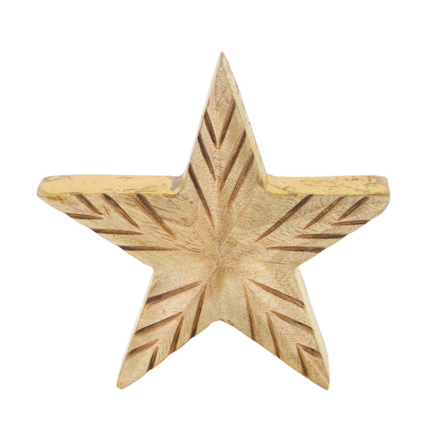 Statue star mango wood 14x3.3x14cm