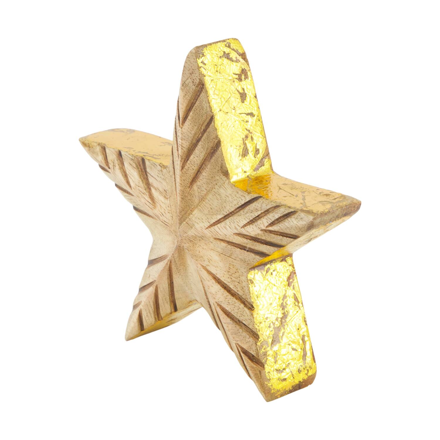 Statue star mango wood 14x3.3x14cm