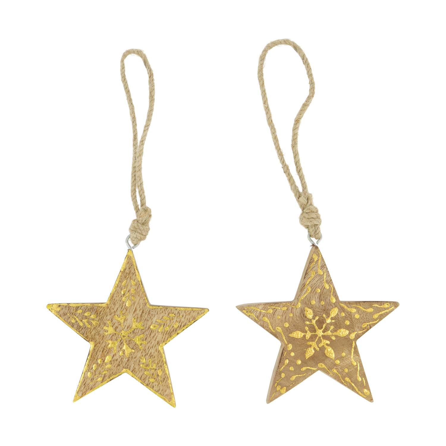 Hanger star mango wood 10x10x1.5cm A/2