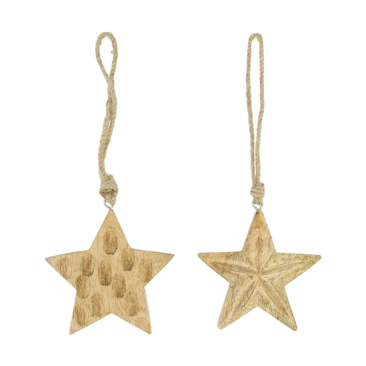 Hanger star mango wood 9x9x1.5cm A/2