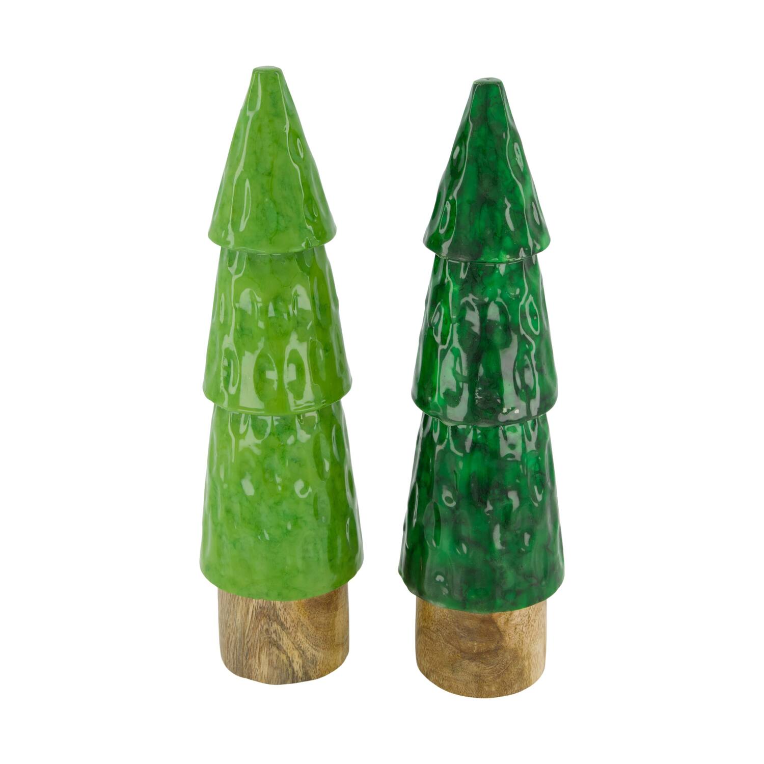 Statue tree mango wood 8.5x8.5x31cm  - Green