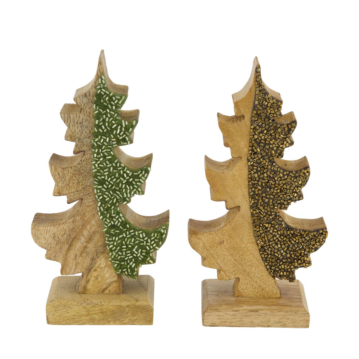 Statue tree with beads mango wood 9x5x18cm C/2