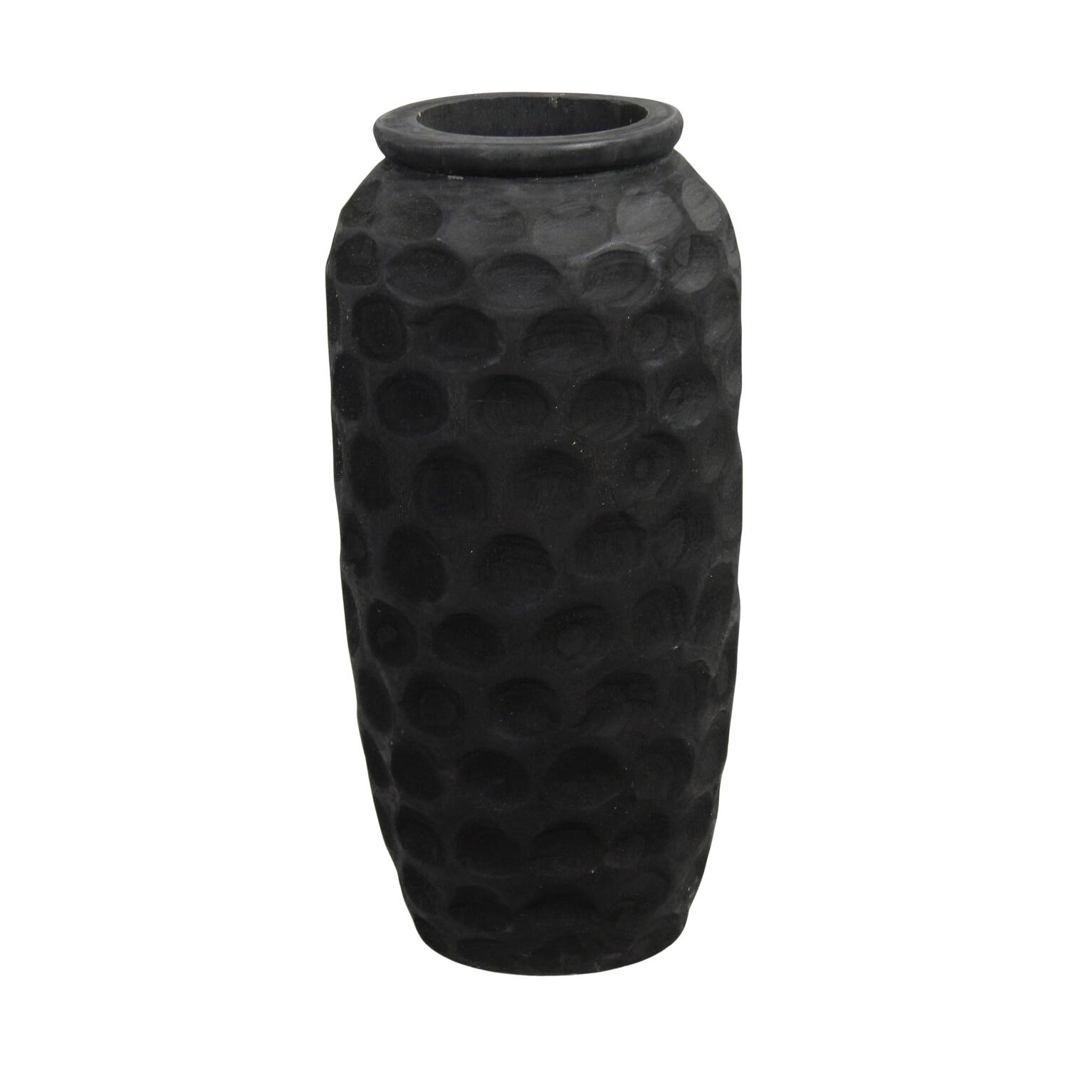 Vase engraved paulownia wood 28x28x58cm