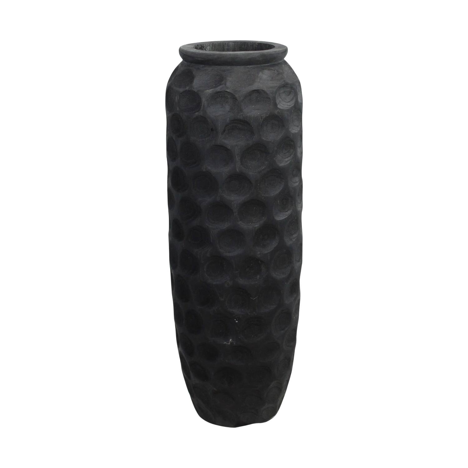 Vase engraved paulownia wood 28x28x78cm