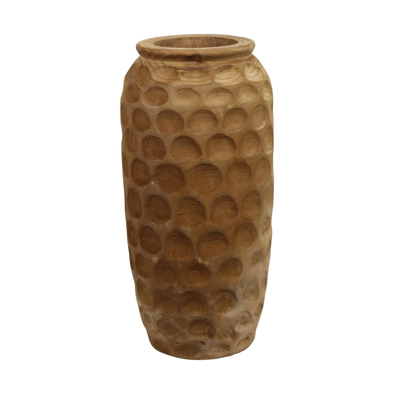 Vase engraved paulownia wood 28x28x58cm