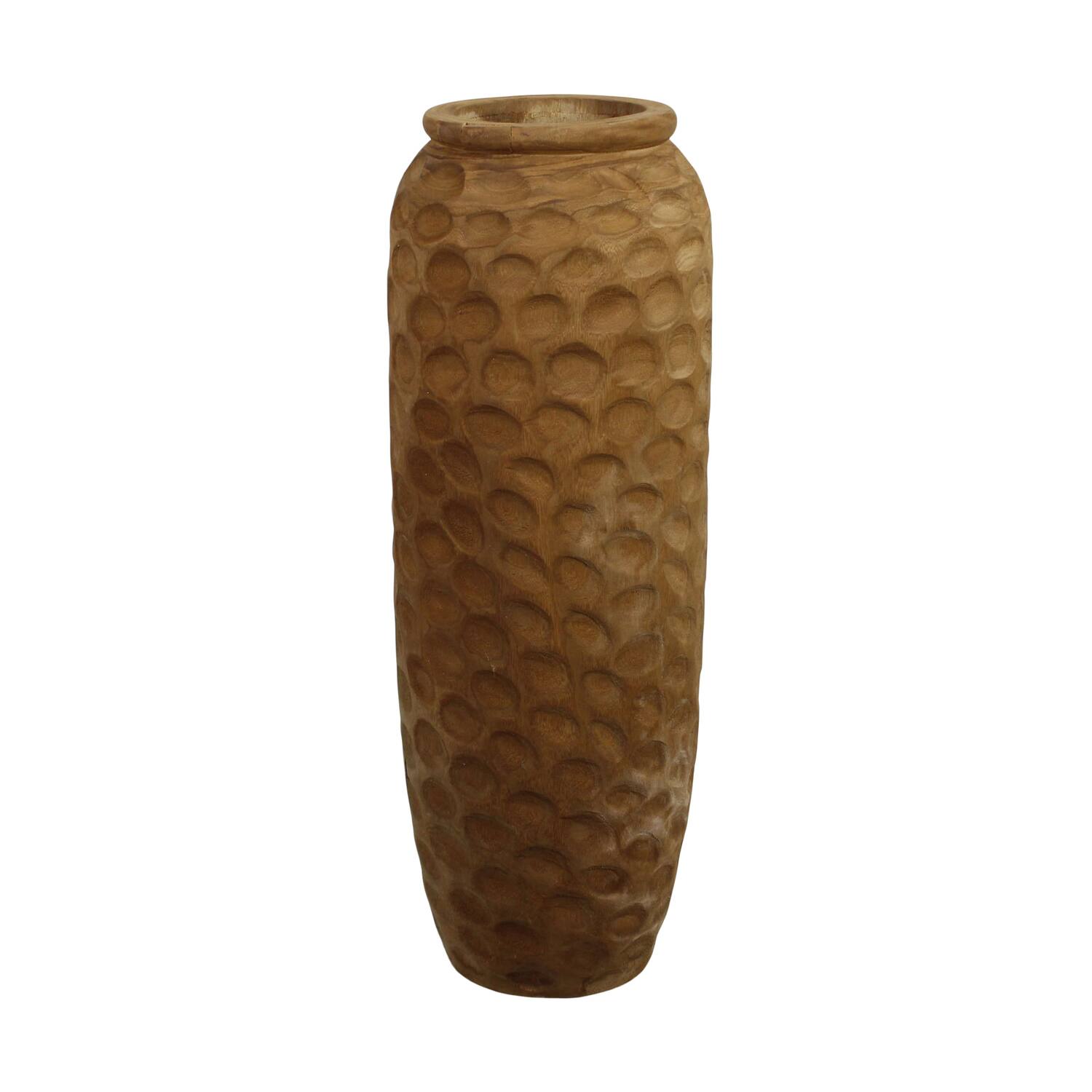 Vase engraved paulownia wood 28x28x78cm