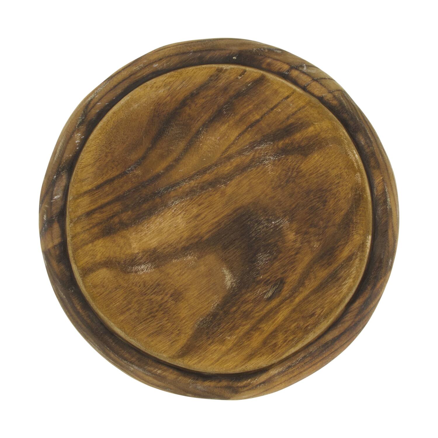 Plate round paulownia wood 28x28x4cm - Brown