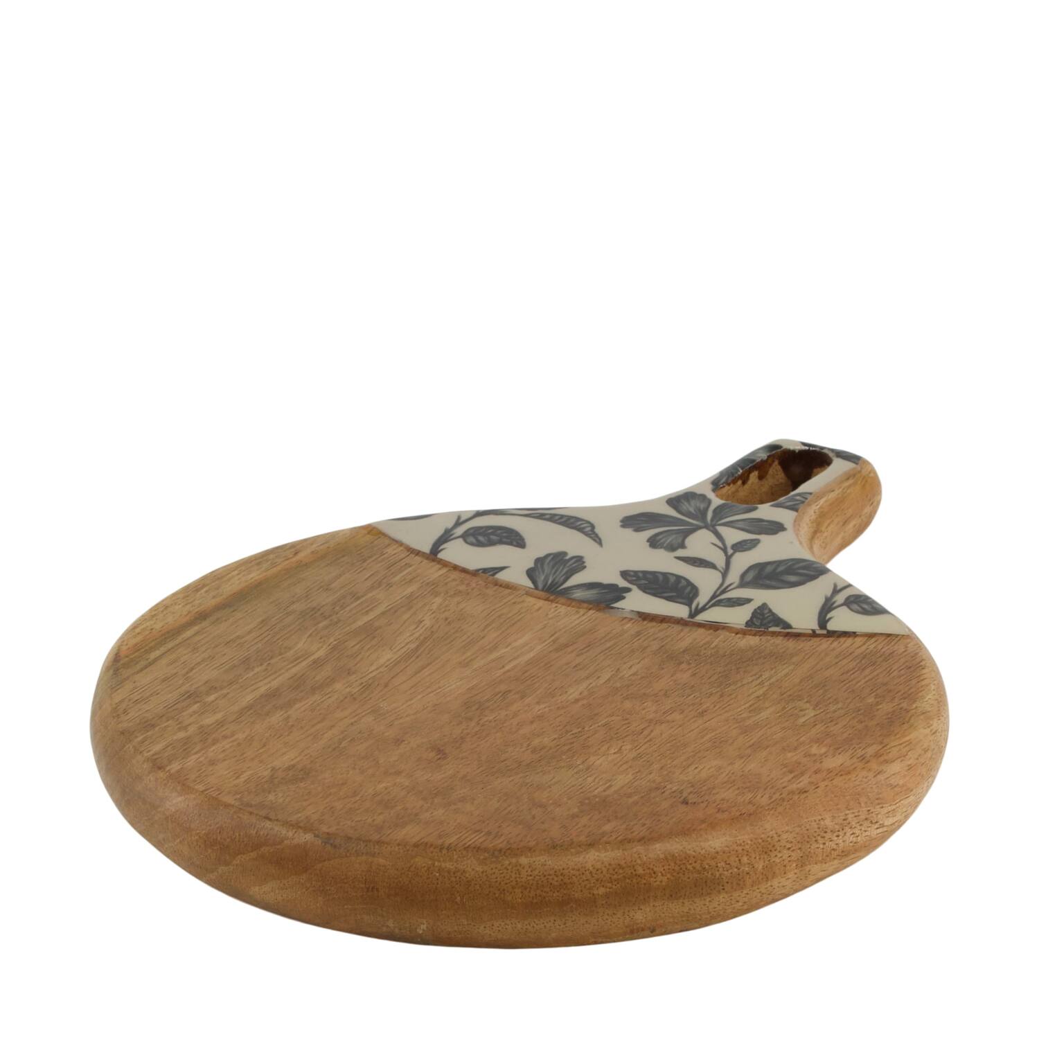 Plate mango wood with print 28x21x2.5cm - Natural