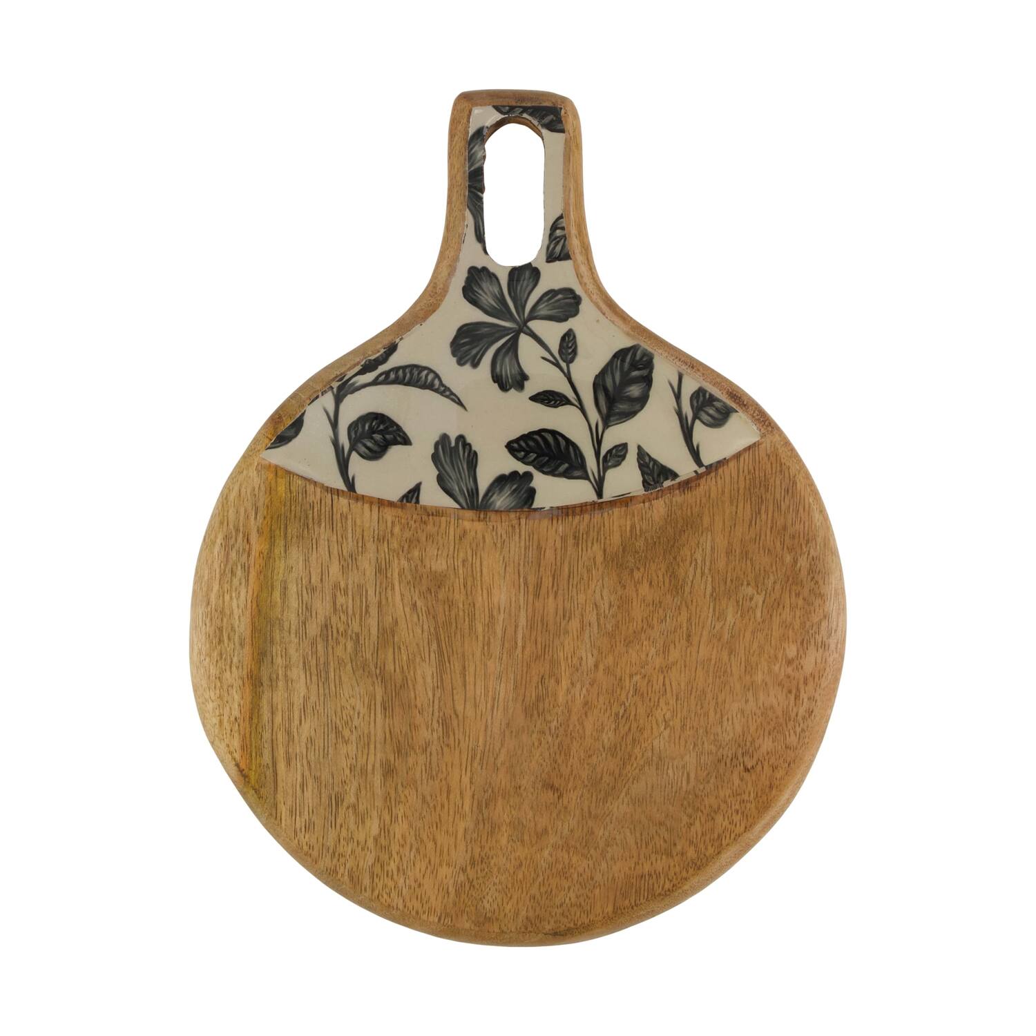 Plate mango wood with print 28x21x2.5cm - Natural