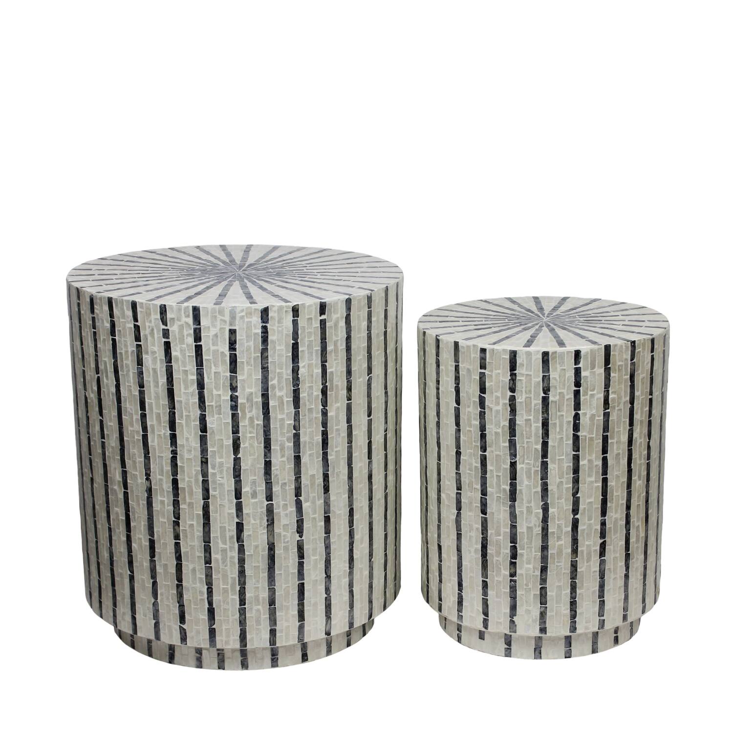 Table round capiz / mdf 47x47x52cm S/2