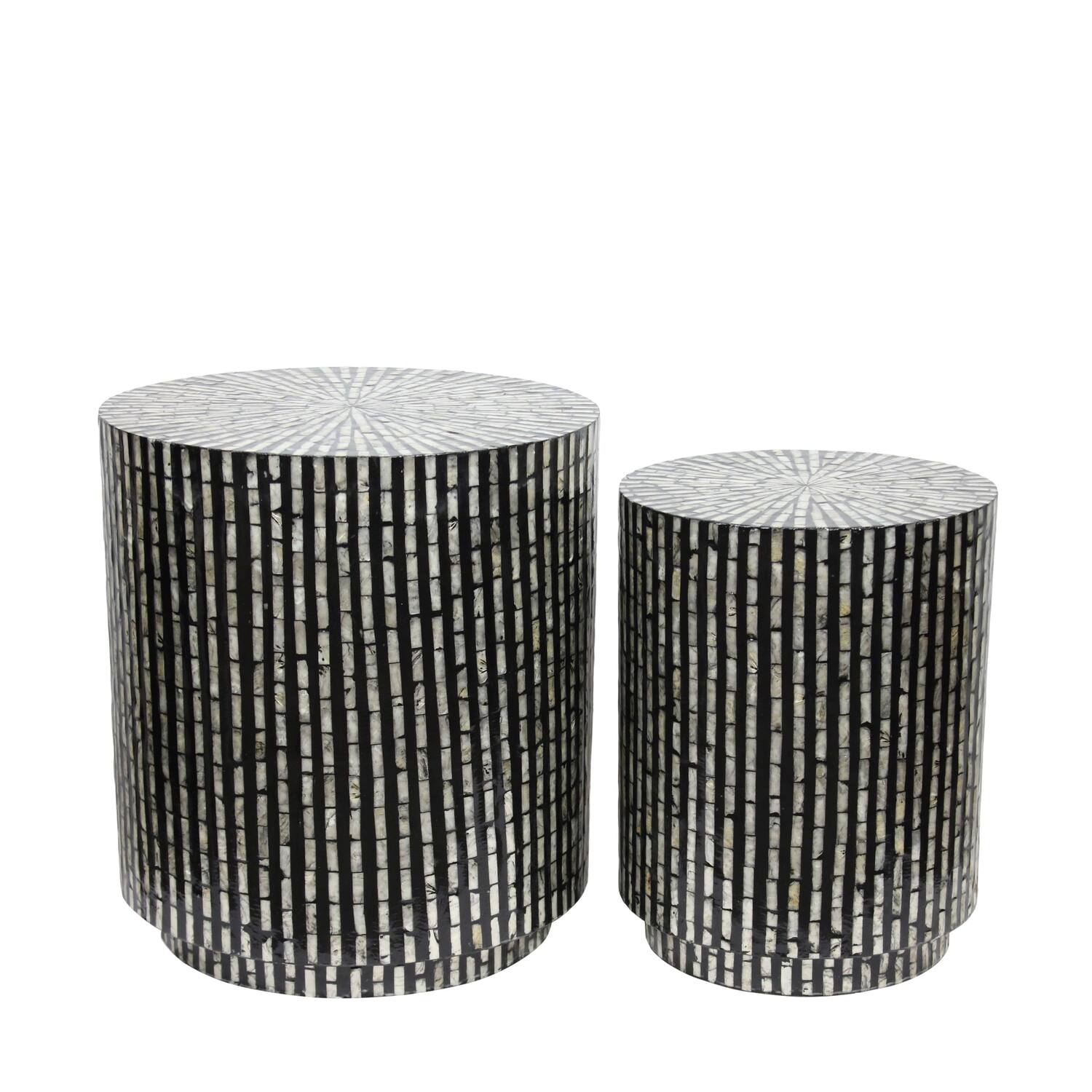 Table round capiz  mdf 47x47x52cm  - Black
