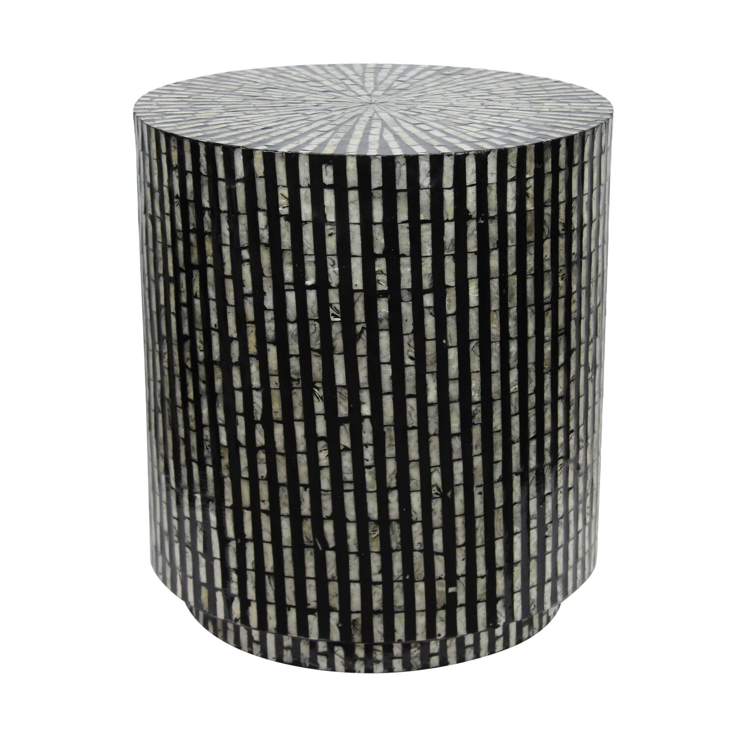Table round capiz  mdf 47x47x52cm  - Black