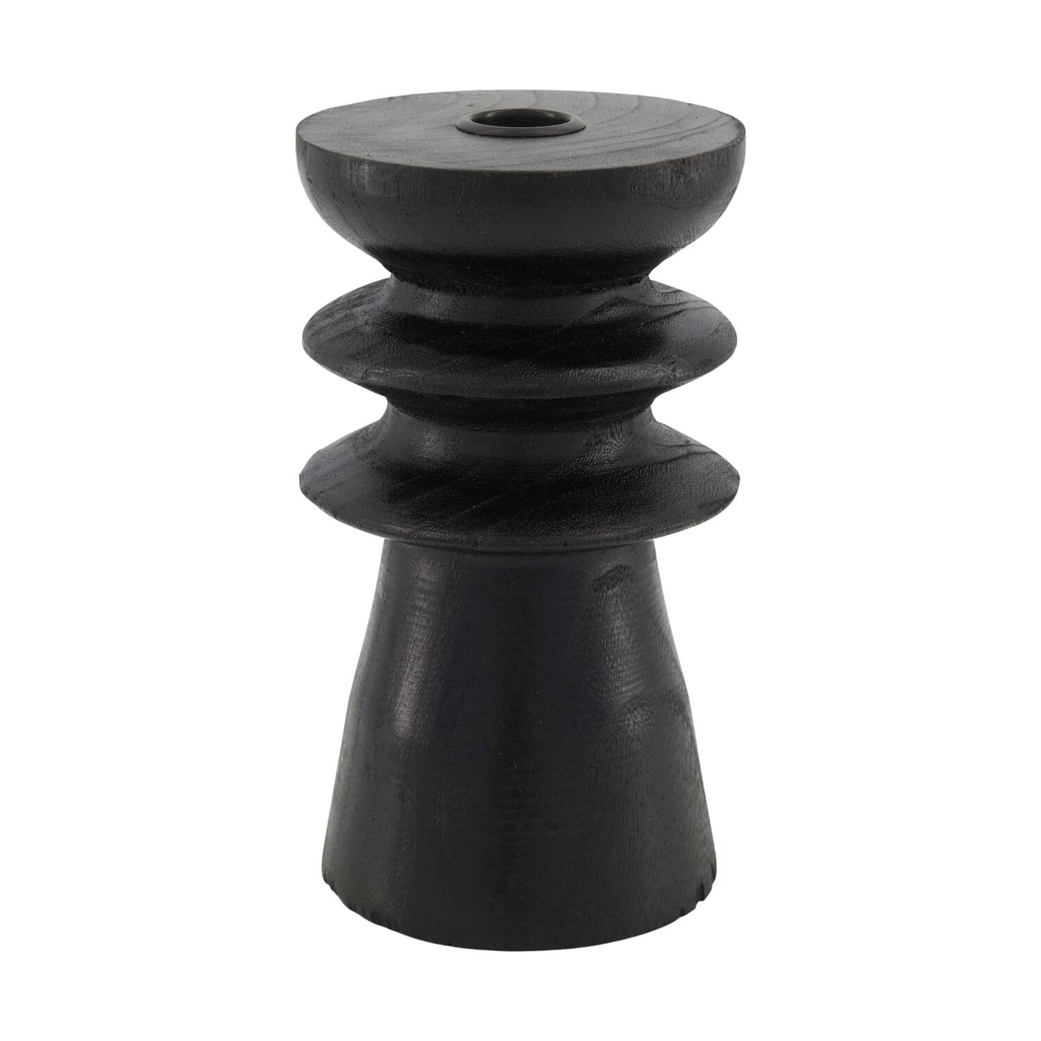 Dinnercandle holder paulownia wood with metal cup 10x10x18cm