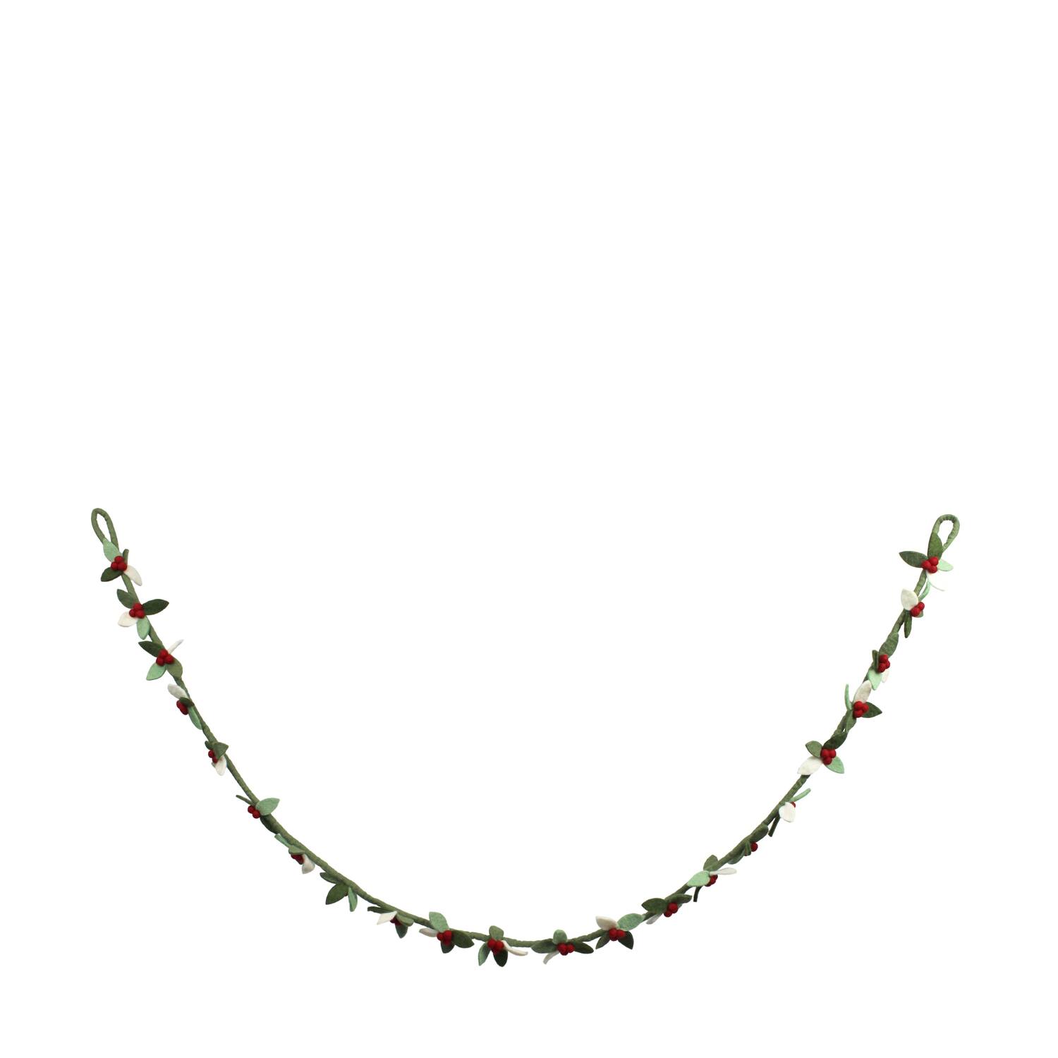 Garland leaves with berries wool 8x2x190cm