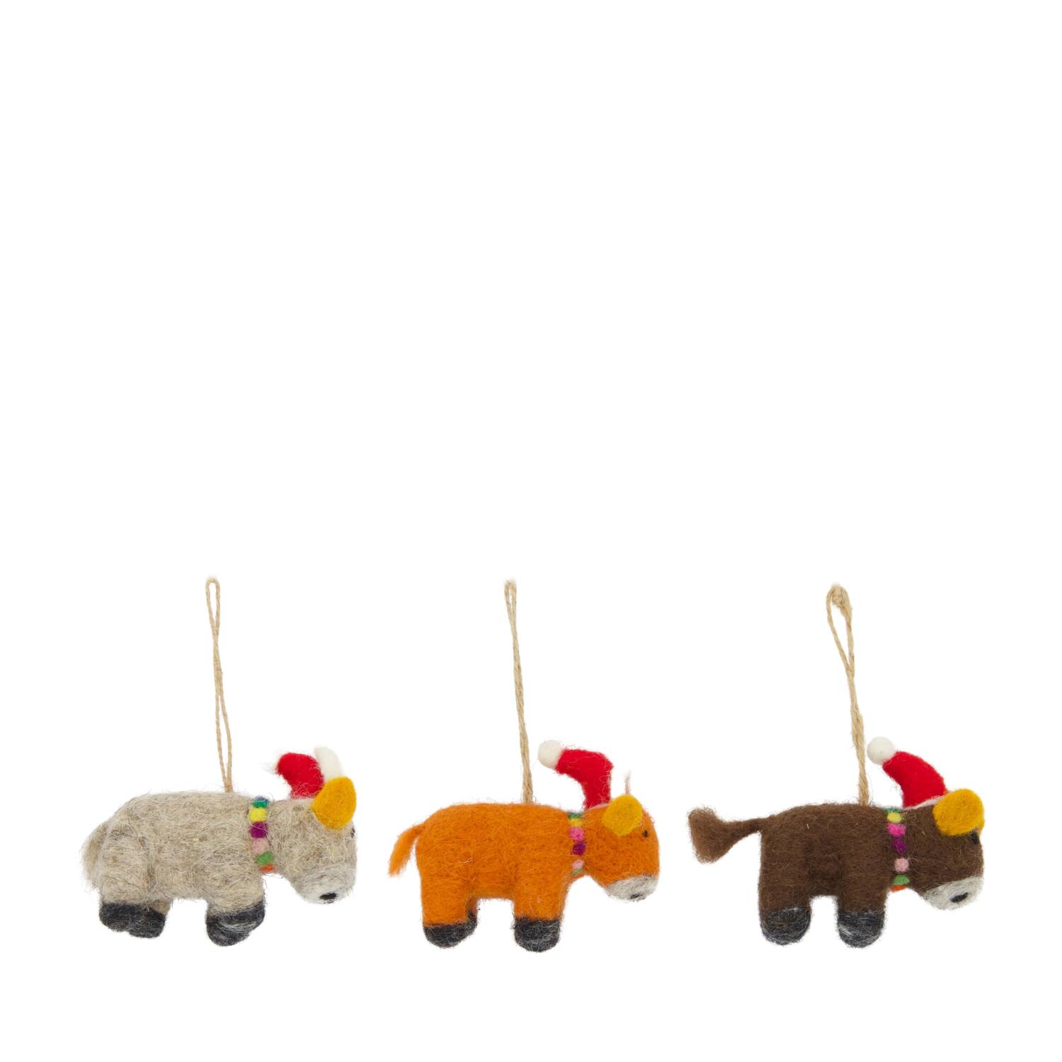 Hanger cow wool 12x3x6cm  - Multi