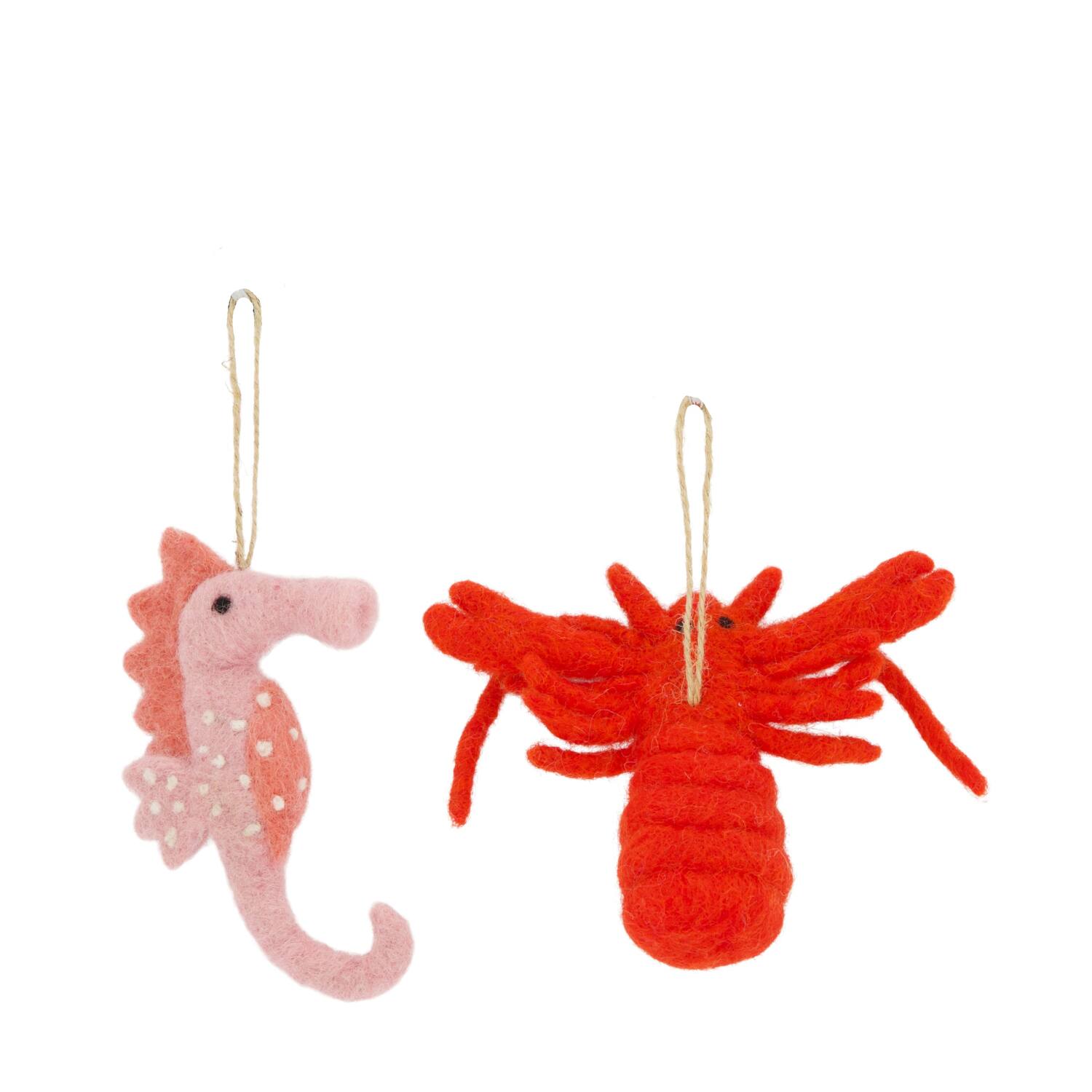 Hanger seahorse pearl lobster wool 15x12x3cm - Multi