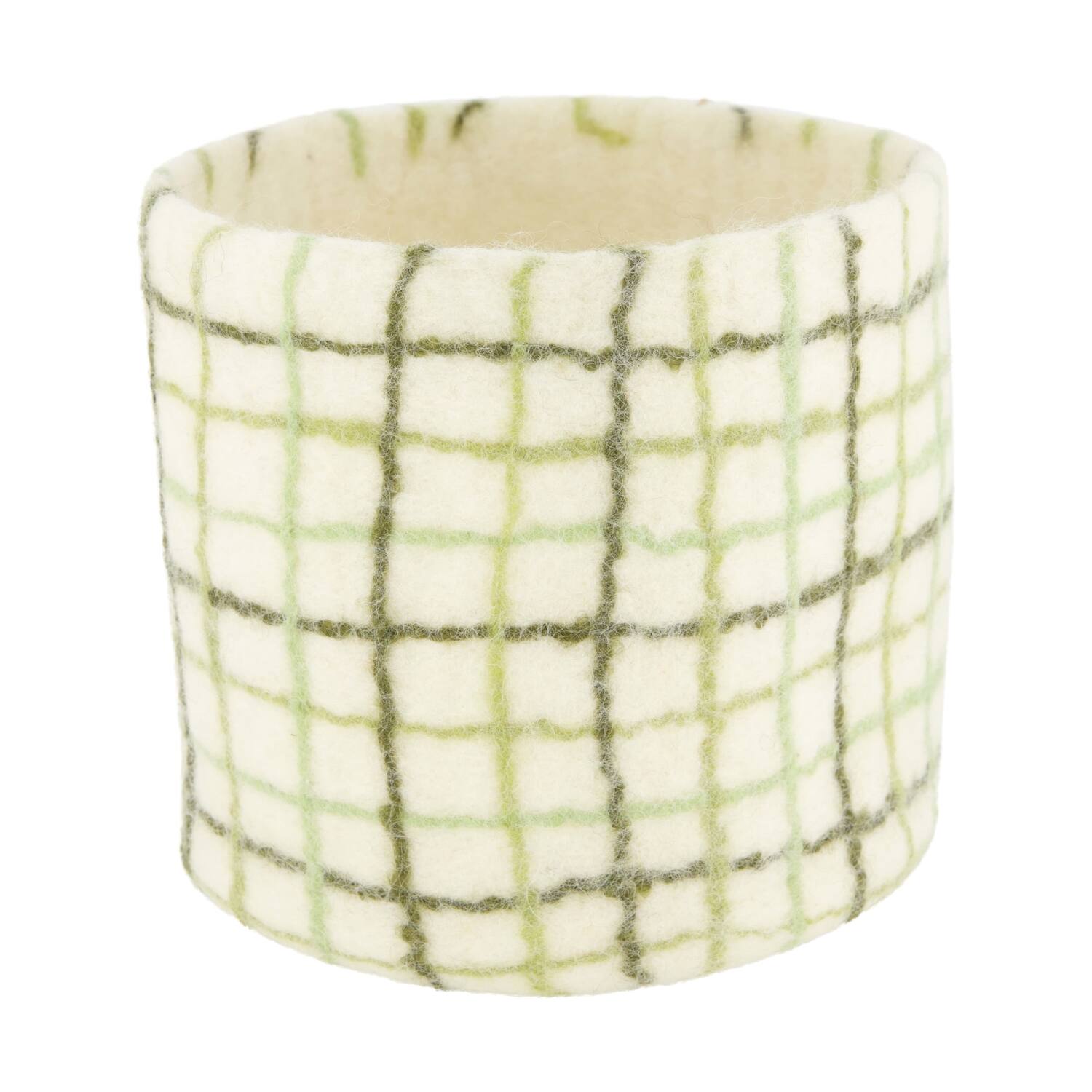 Basket round wool 19x19x19cm  - Green
