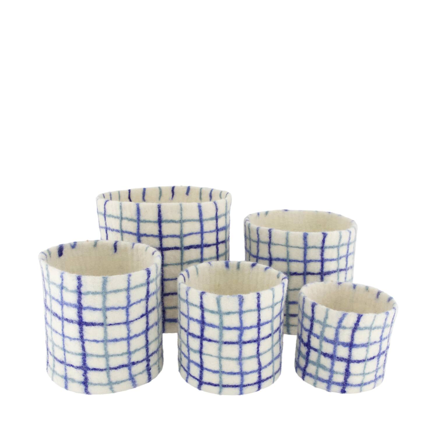 Basket round wool 19x19x19cm S/5