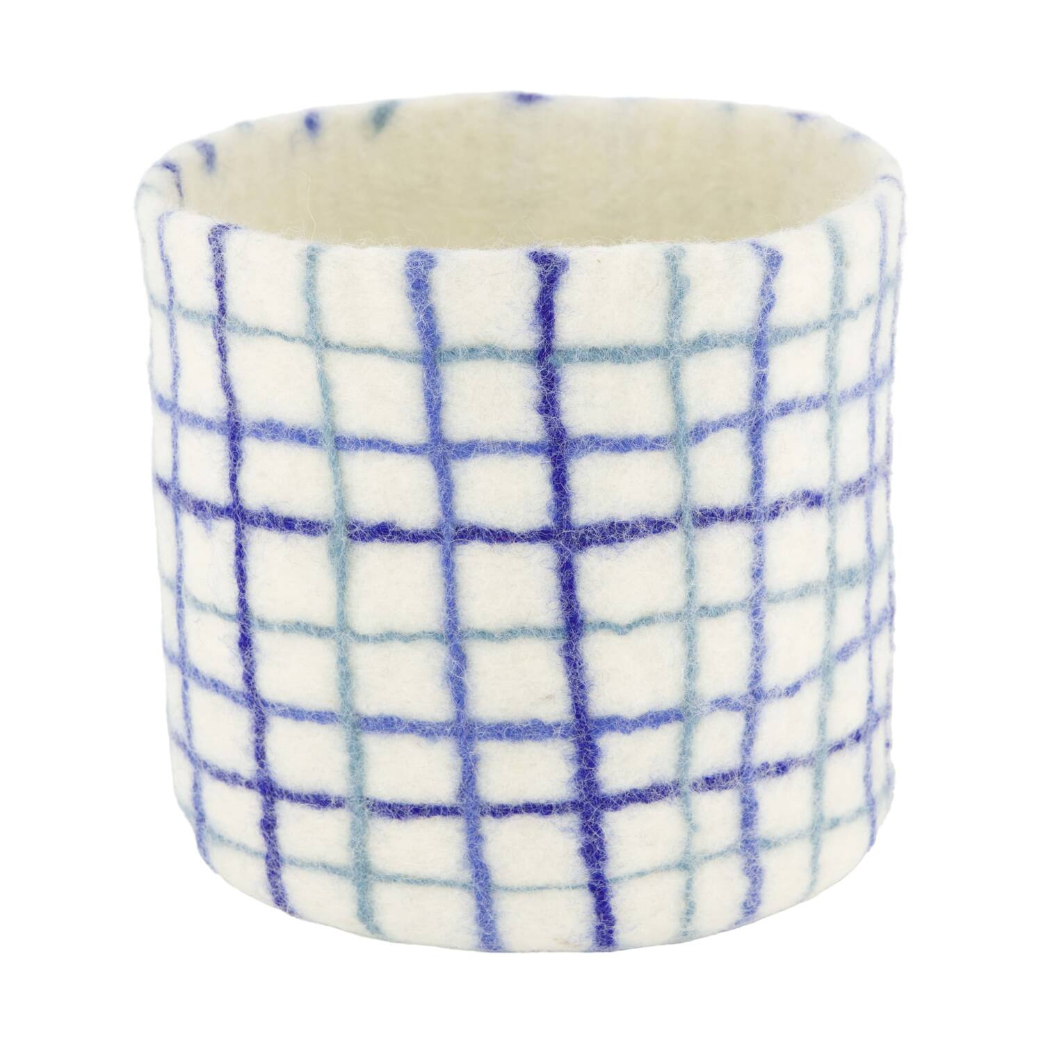 Basket round wool 19x19x19cm S/5
