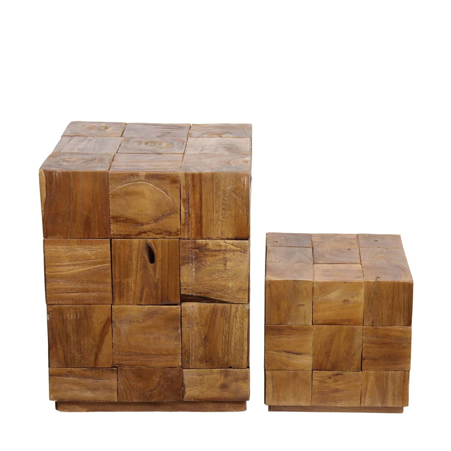 Side table square teak wood 38x38x48cm S/2