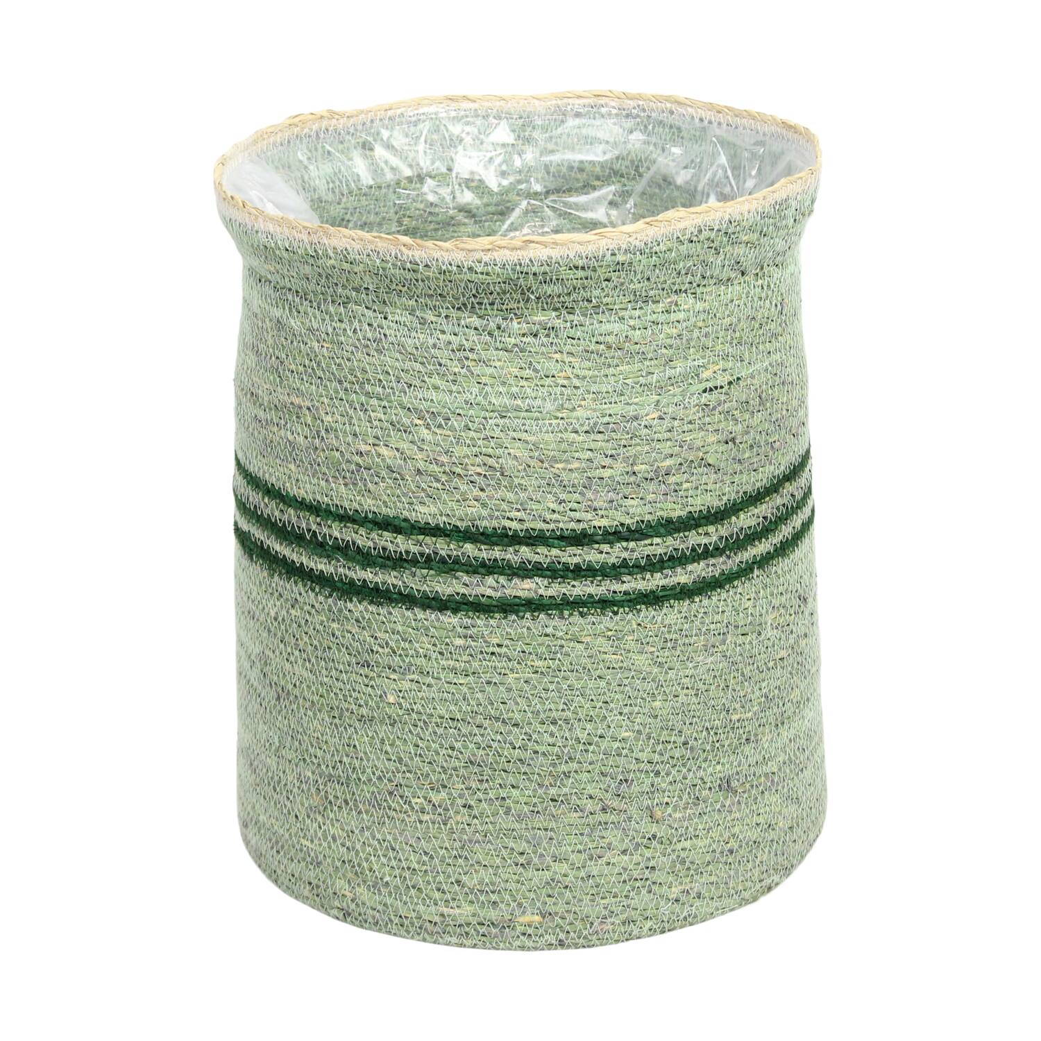 Basket round seagrass with plastic 38x38x44cm S/3