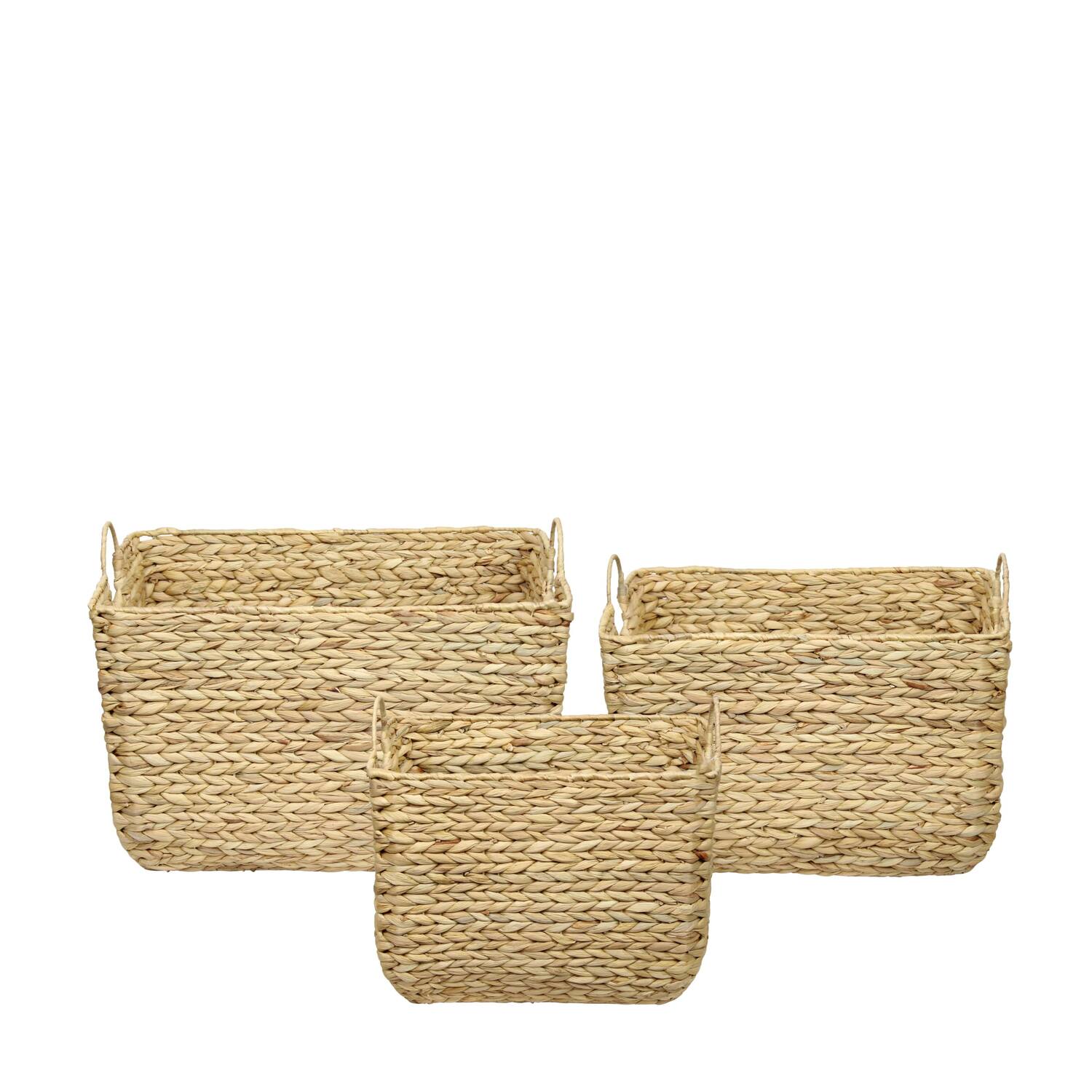 Basket rectangular waterhyacinth with handle 58x38x43cm - Natural