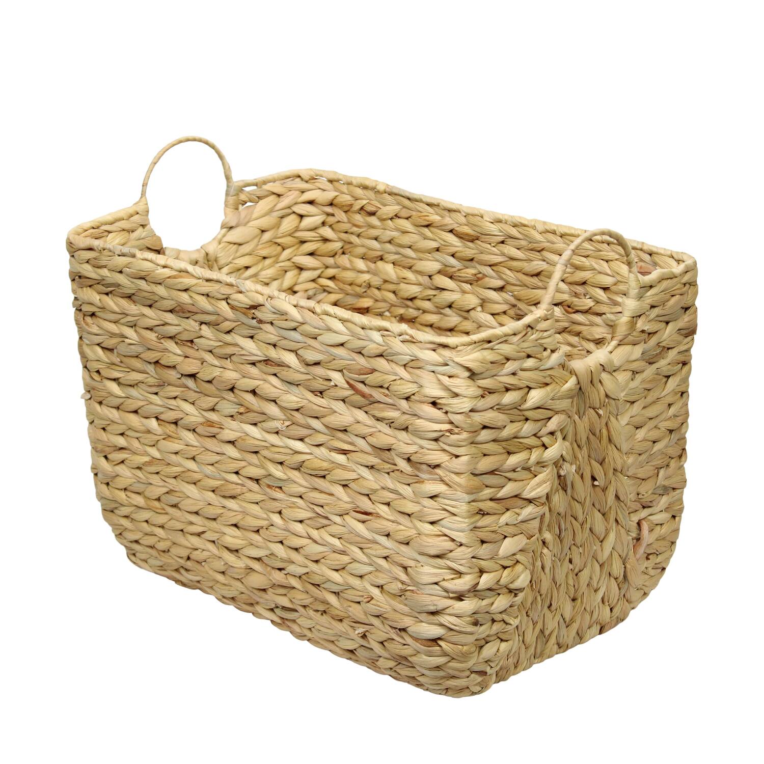 Basket rectangular waterhyacinth with handle 58x38x43cm - Natural