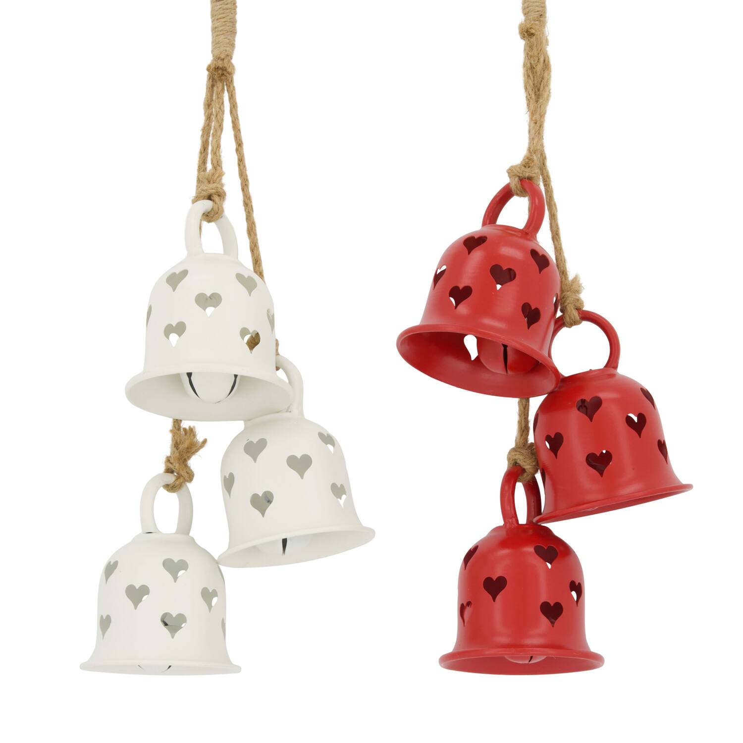 Bundle bell heart metal with hanger 18x10.5x45cm  - Red